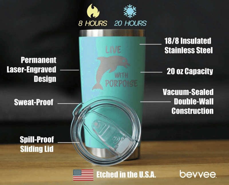 Live with Porpoise Insulated Travel Tumbler - Dolphins Gifts Bevvee