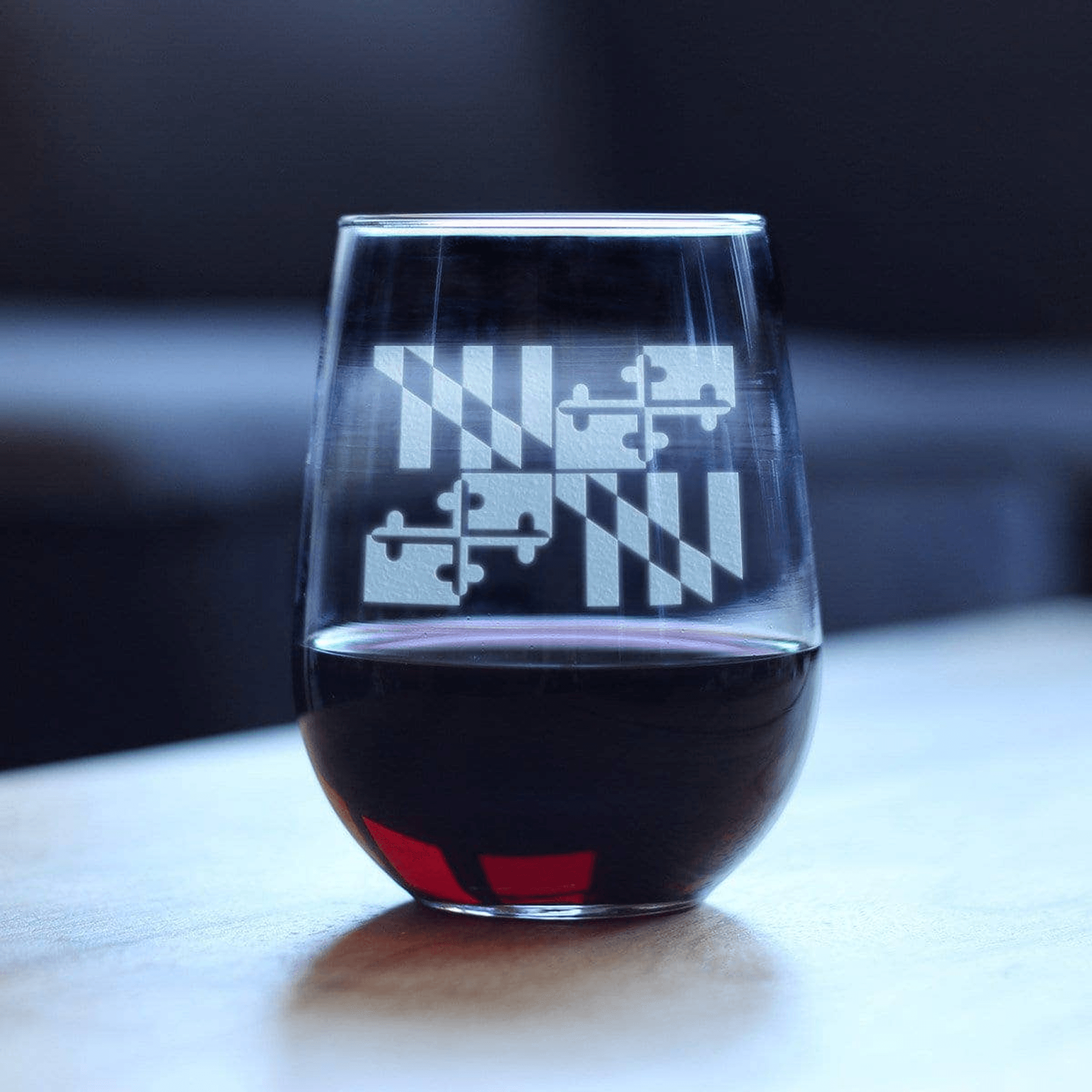 Flag of Maryland Stemless Wine Glass - Marylanders Gifts Bevvee