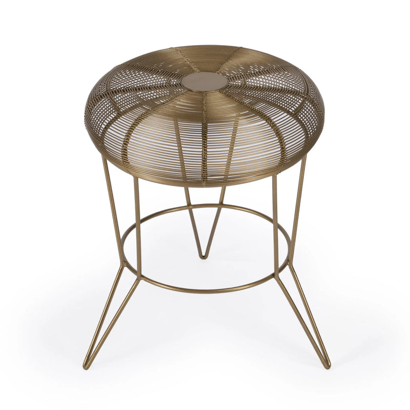 18" Antique Gold Iron Round End Table Homeroots Living Room