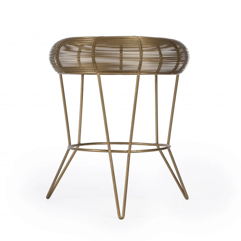 18" Antique Gold Iron Round End Table Homeroots Living Room