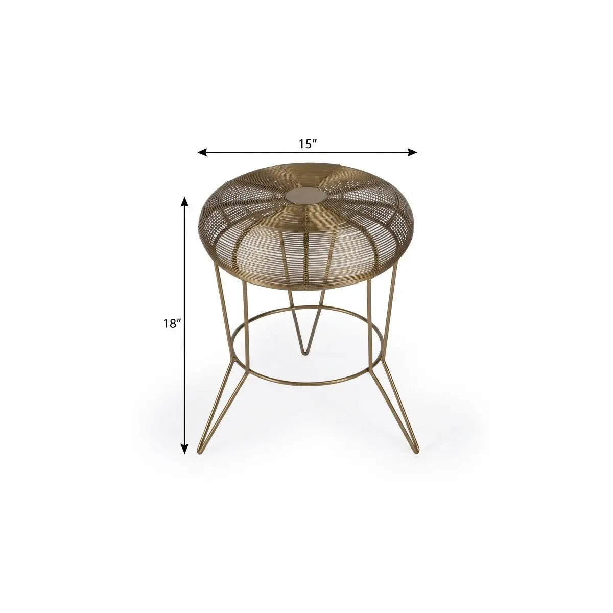18" Antique Gold Iron Round End Table Homeroots Living Room
