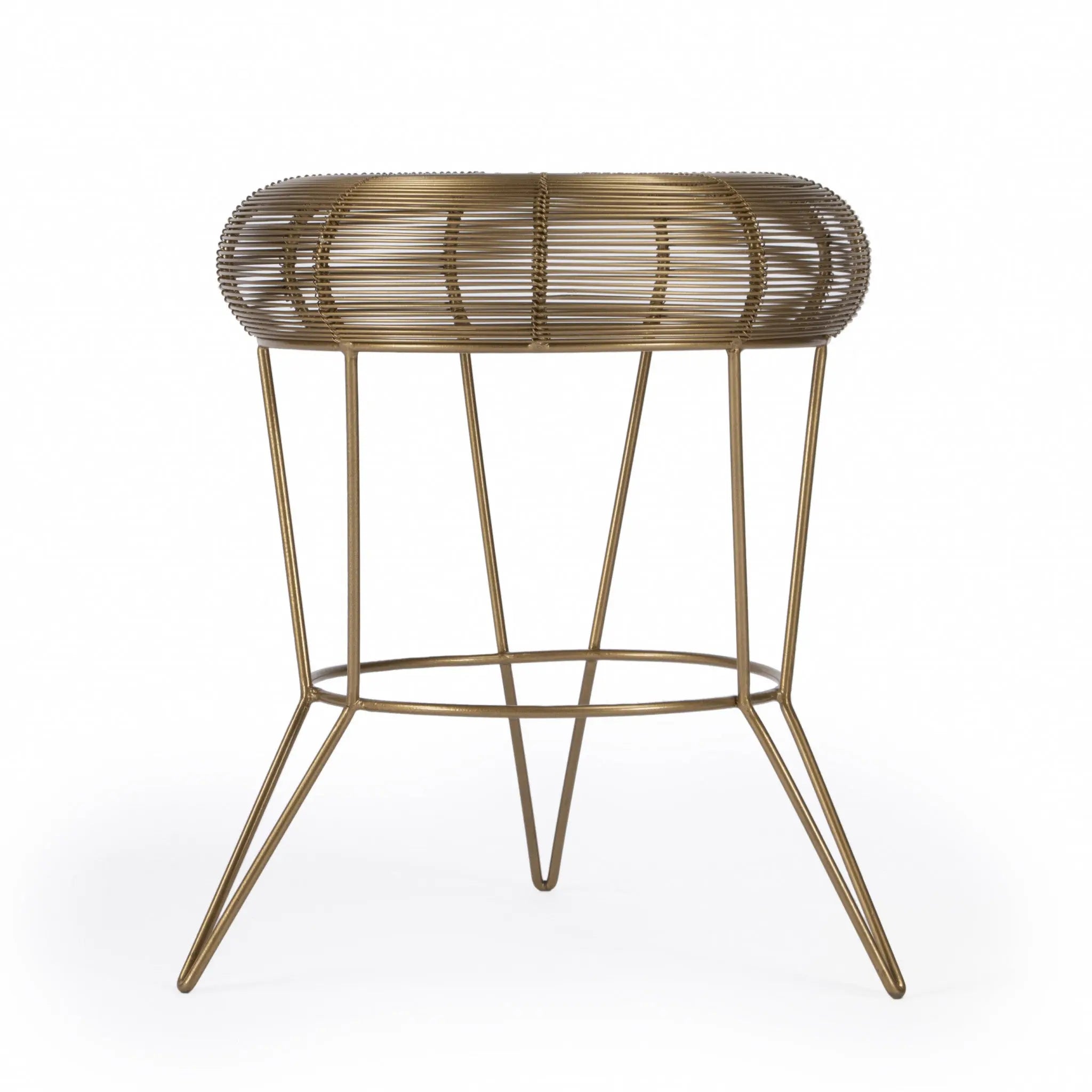 18" Antique Gold Iron Round End Table Homeroots Living Room