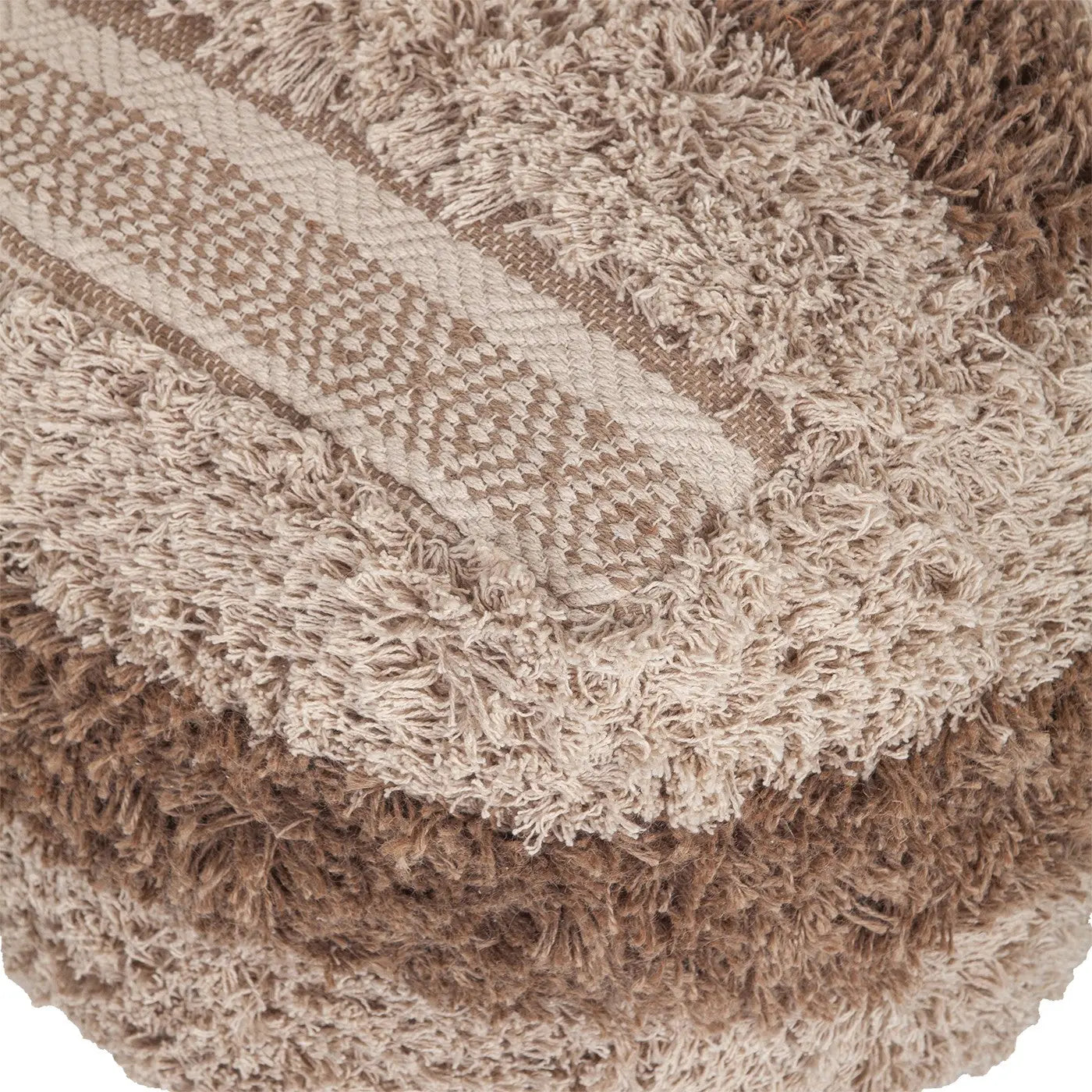 18" Beige Striped Pouf Ottoman Homeroots Living Room