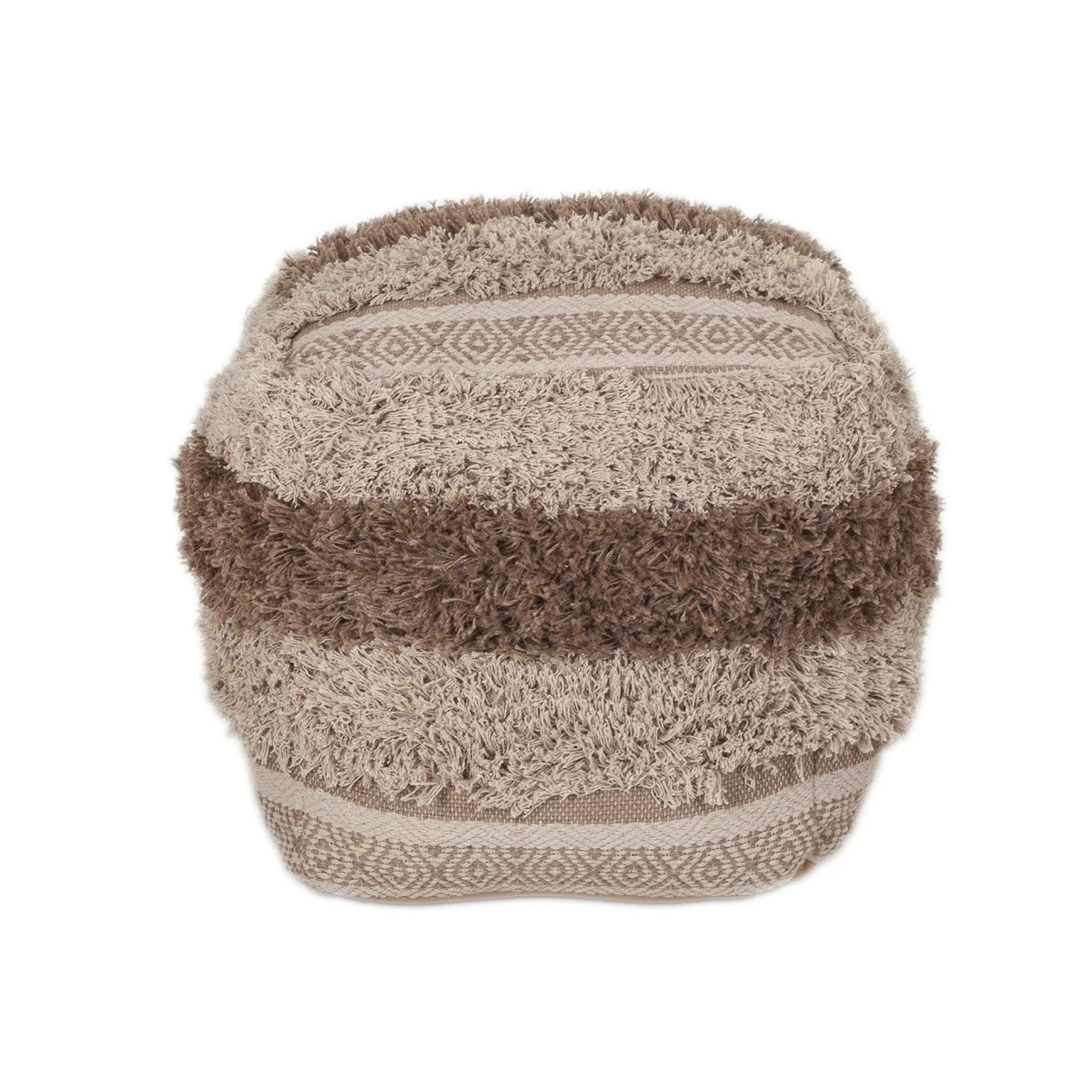 18" Beige Striped Pouf Ottoman Homeroots Living Room