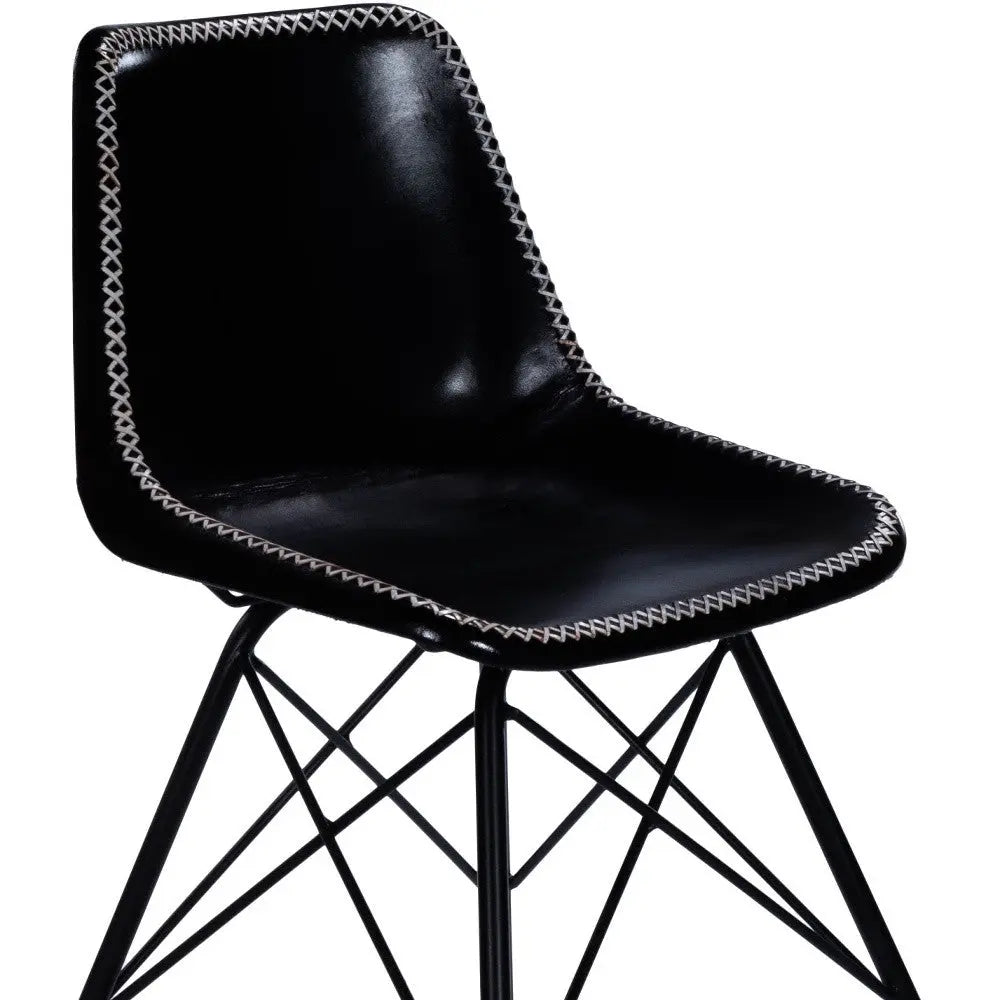 18" Black Faux Leather Side Chair Homeroots Living Room