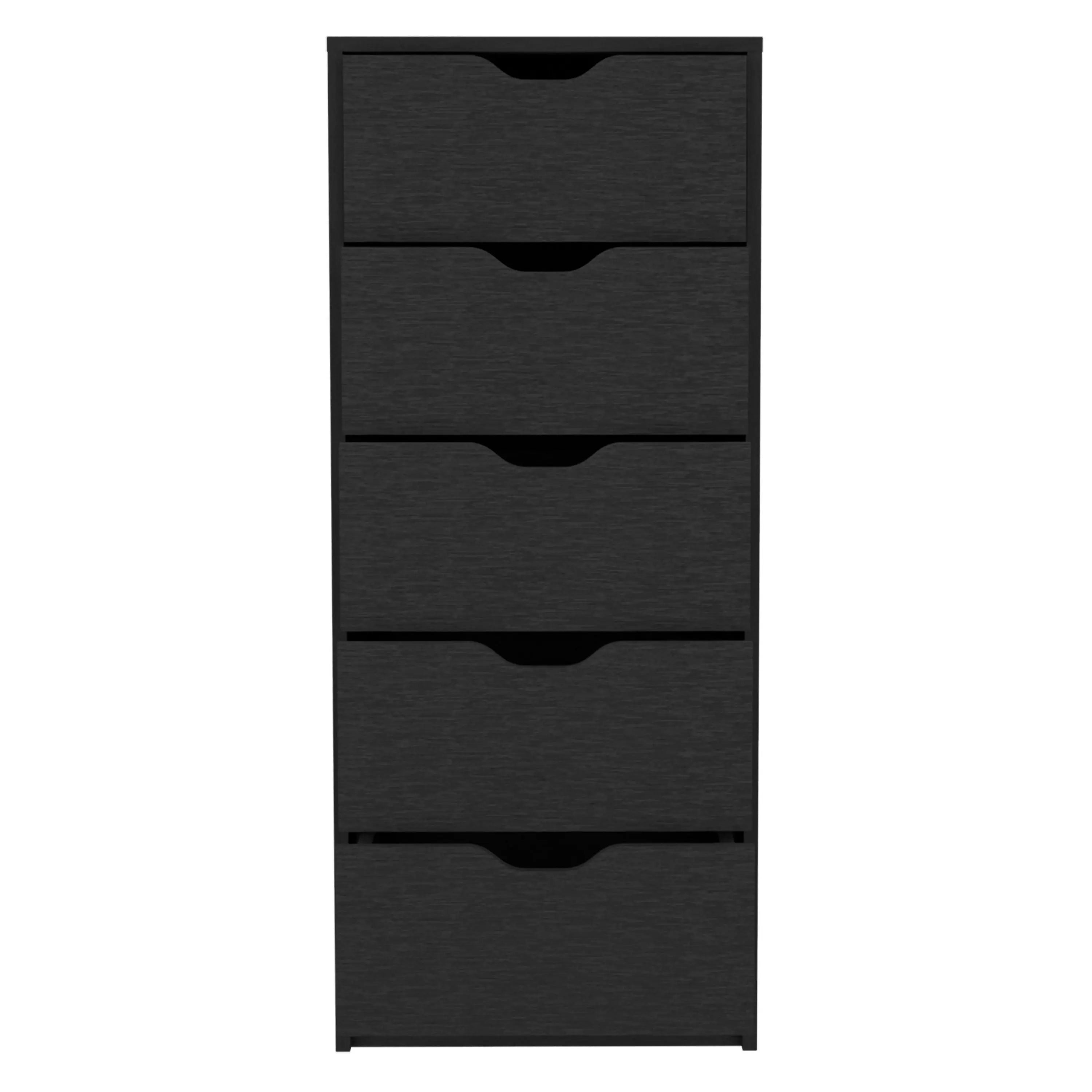 18" Black Five Drawer Standard Chest Homeroots Bed & Bath