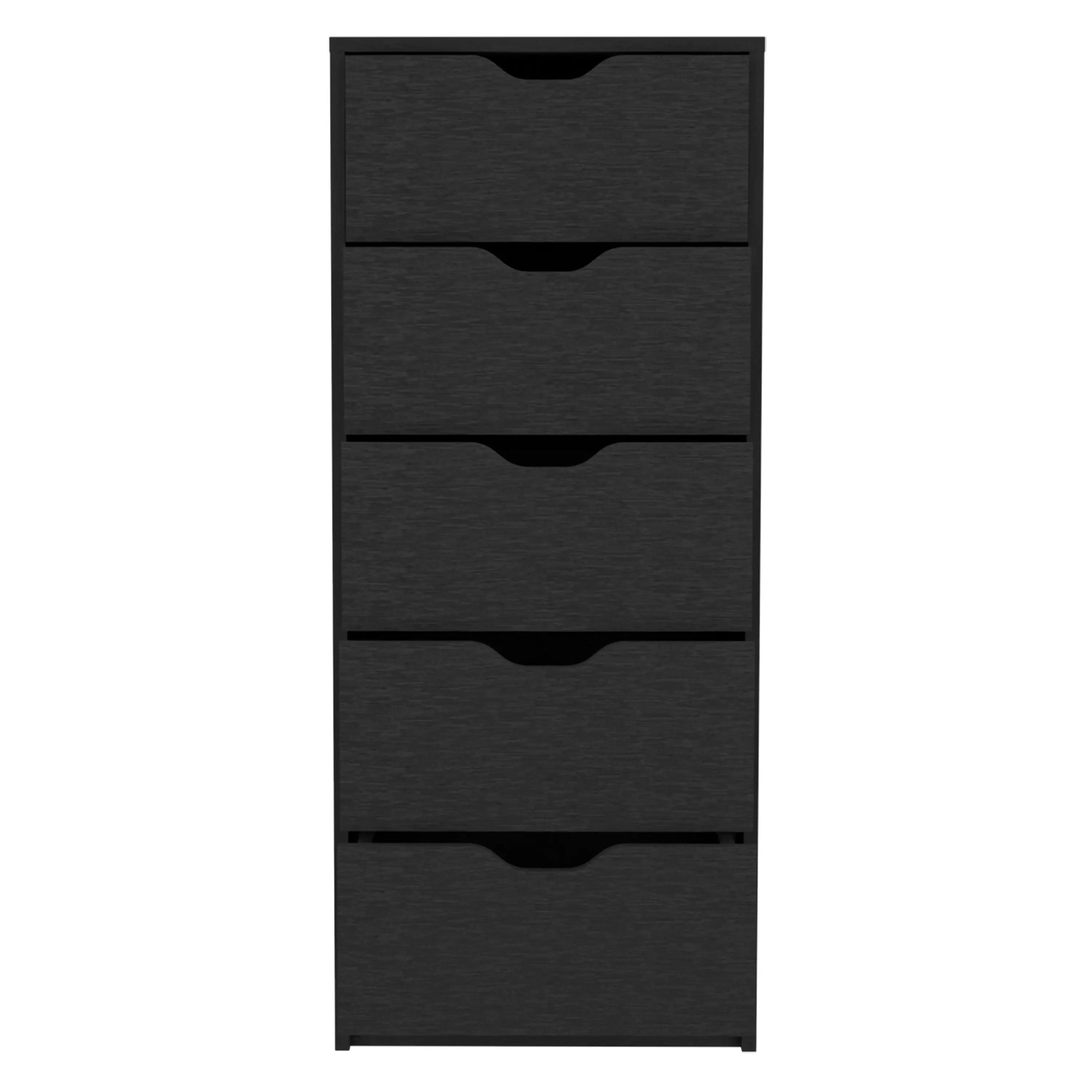 18" Black Five Drawer Standard Chest Homeroots Bed & Bath