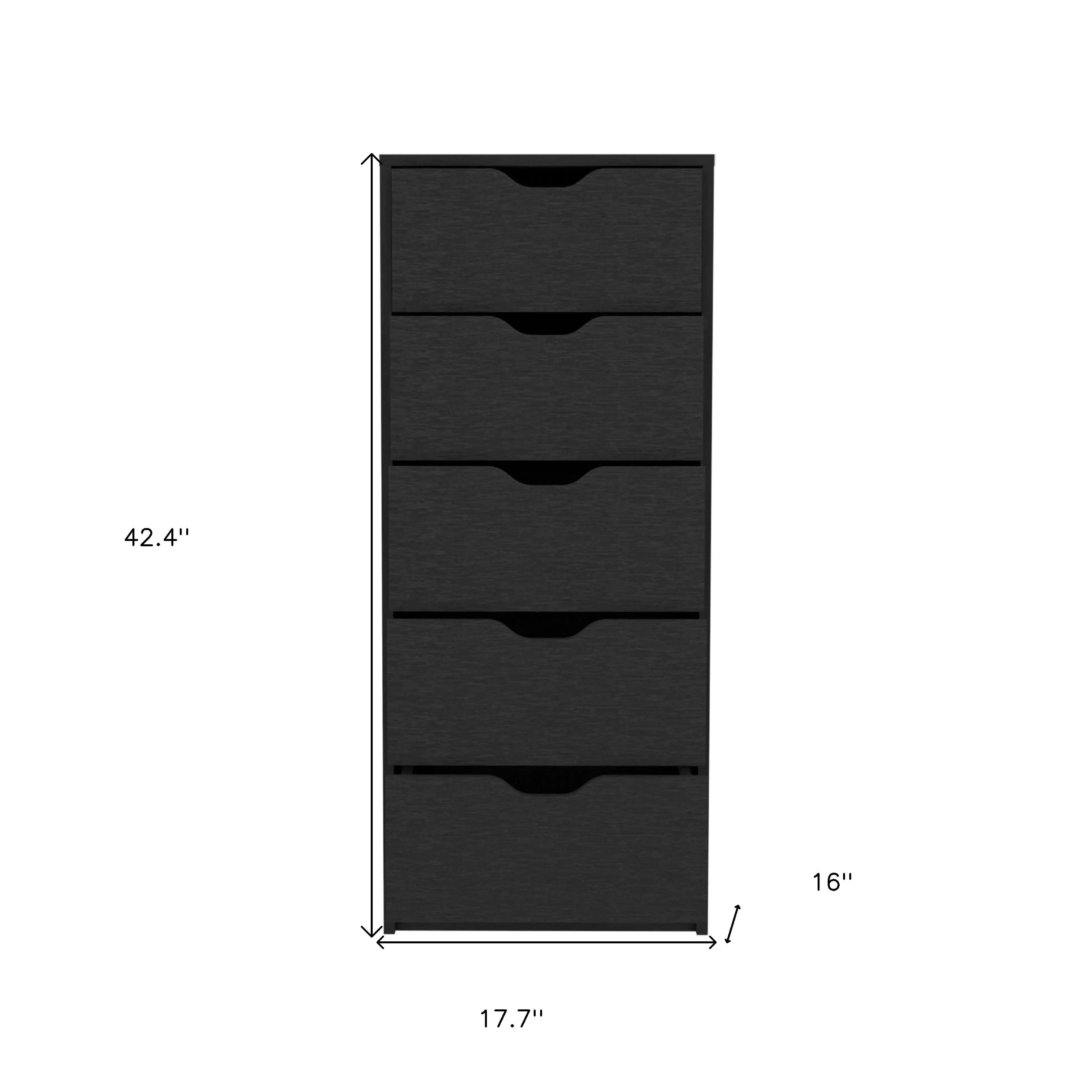 18" Black Five Drawer Standard Chest Homeroots Bed & Bath