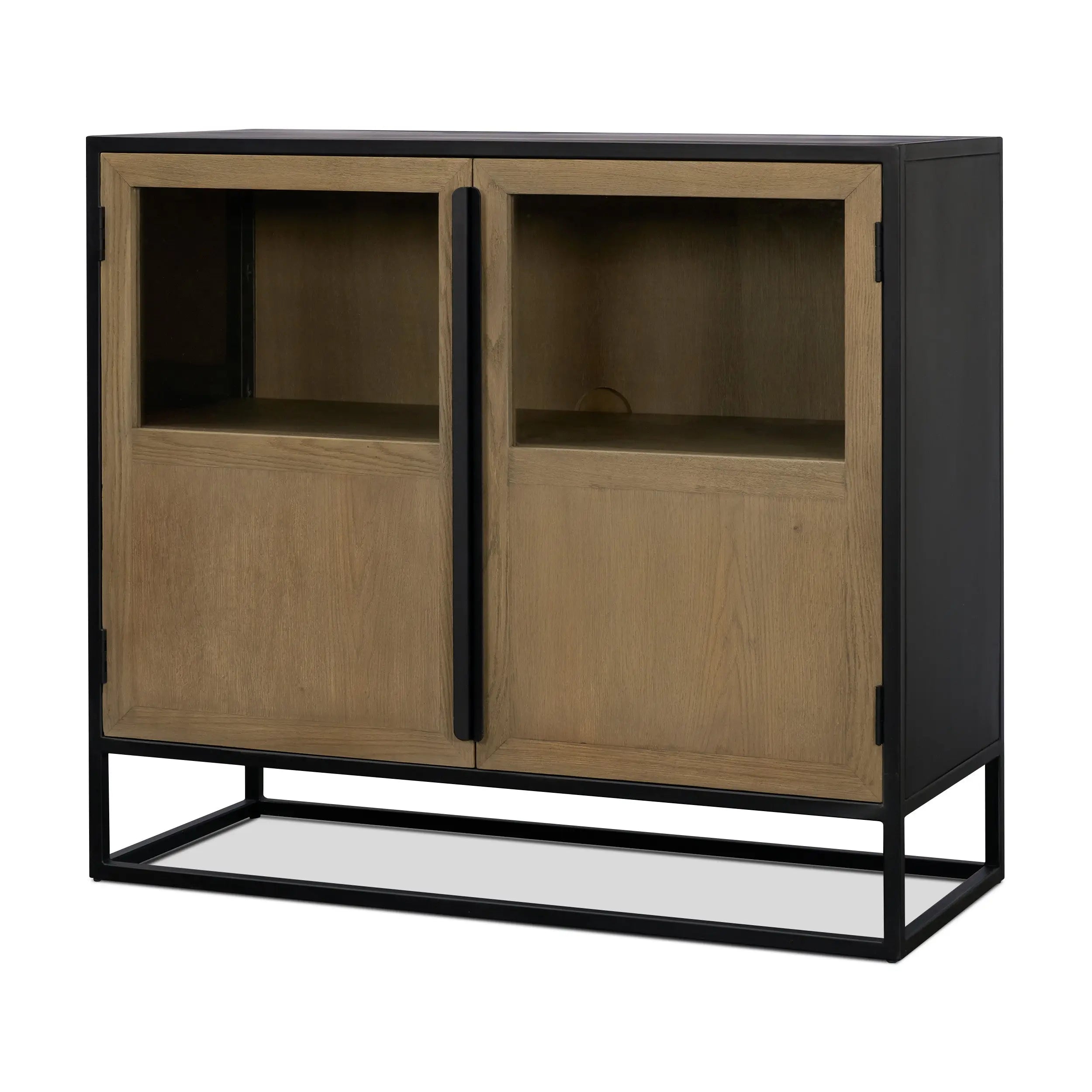 18" Black Iron and Metal Accent Cabinet With Two Doors Homeroots Kitchen & Dining
