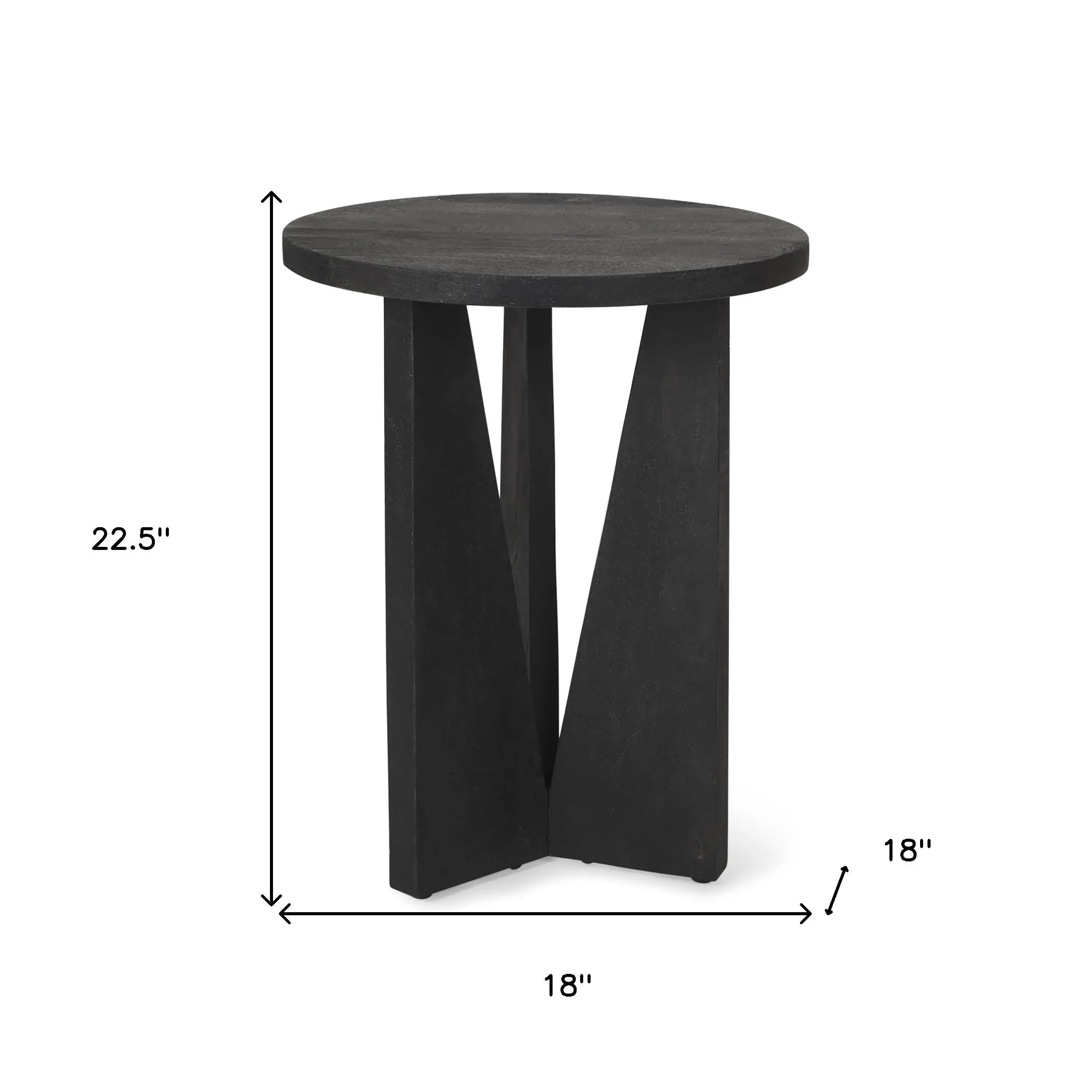 18" Black Solid Wood and Wood Tray Table Homeroots Living Room
