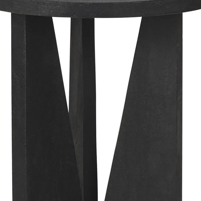 18" Black Solid Wood and Wood Tray Table Homeroots Living Room