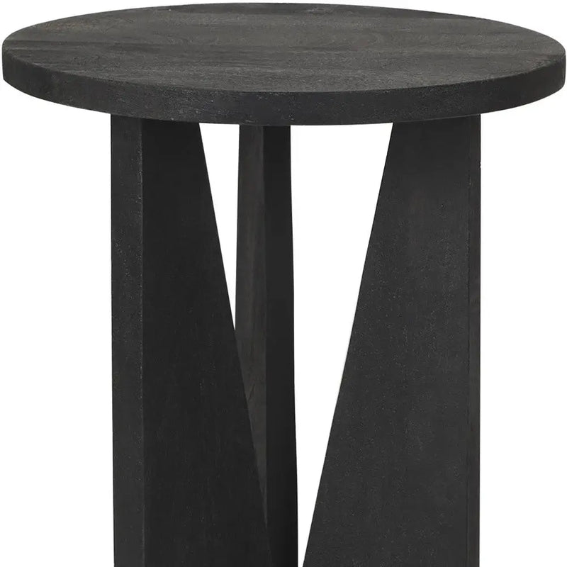 18" Black Solid Wood and Wood Tray Table Homeroots Living Room