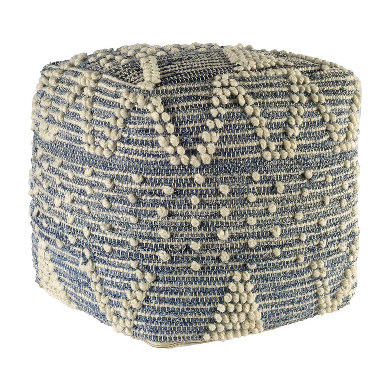 18" Blue Geometric Pouf Ottoman Homeroots Living Room