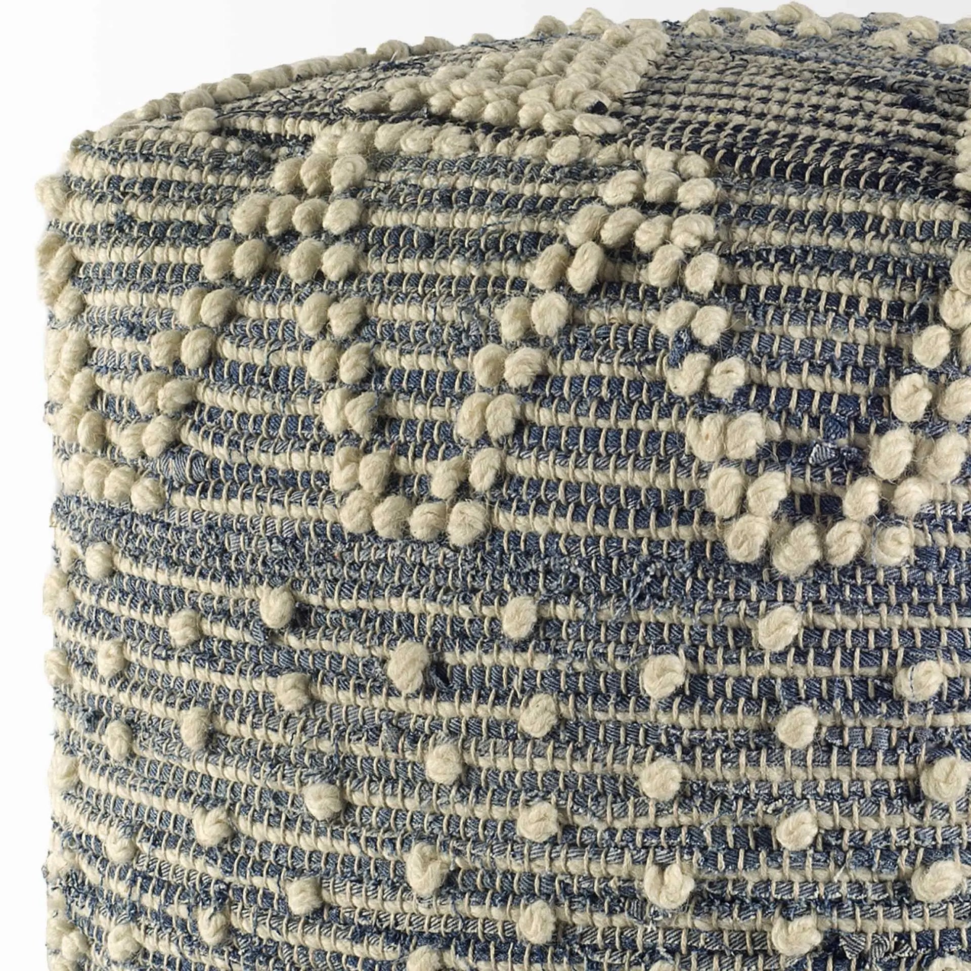 18" Blue Geometric Pouf Ottoman Homeroots Living Room