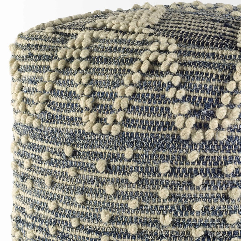 18" Blue Geometric Pouf Ottoman Homeroots Living Room