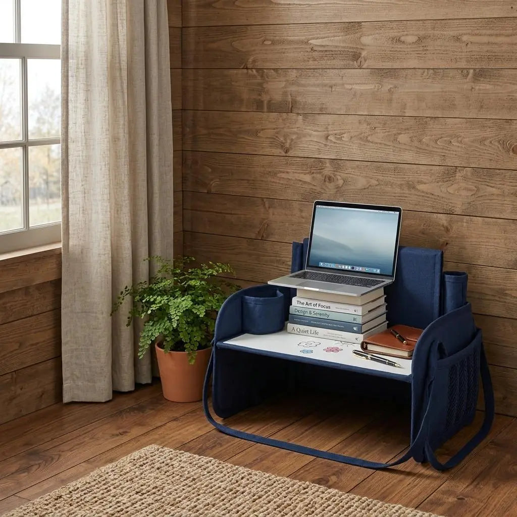 18" Blue Heavy Duty Plastic H-Shape Writing Desk Homeroots Office
