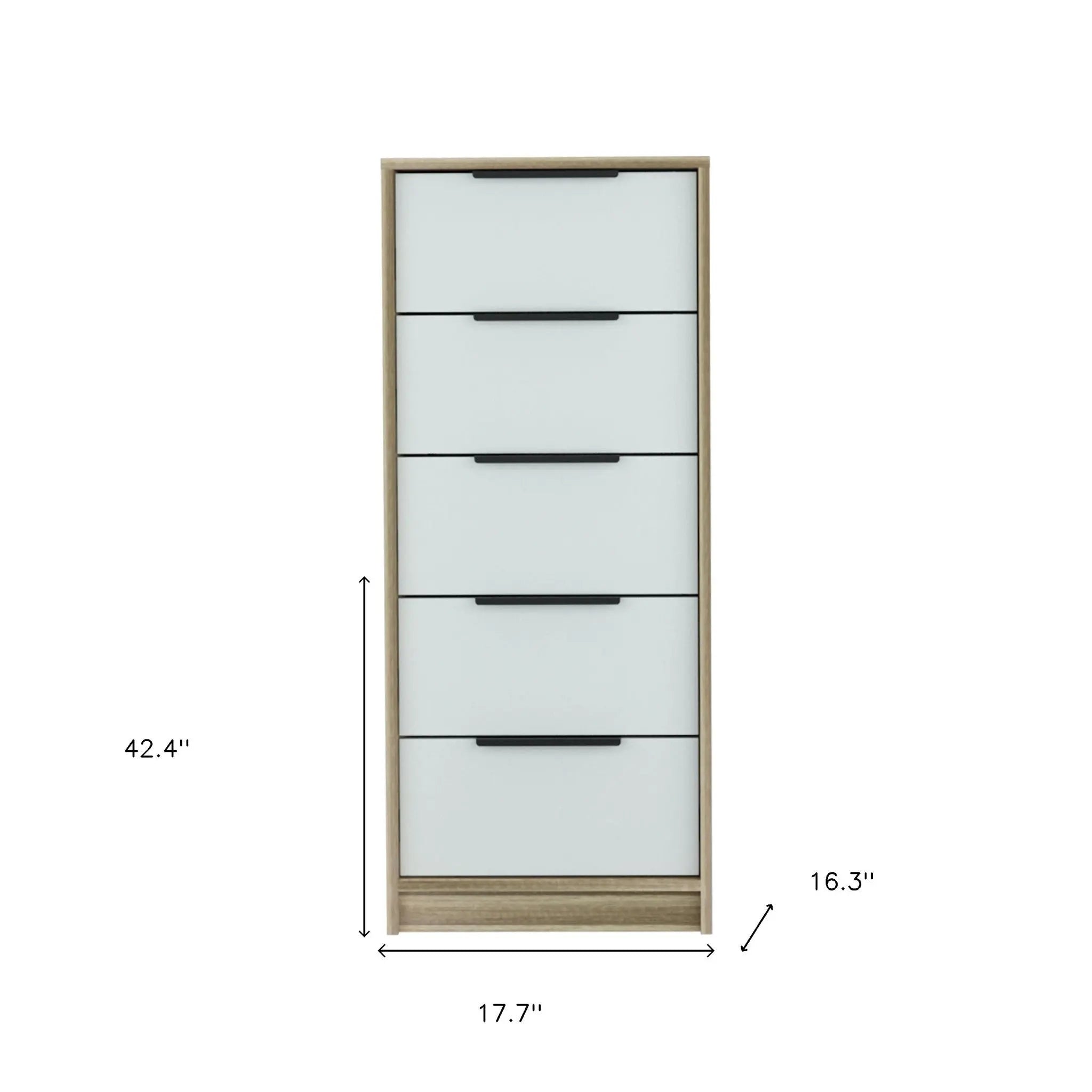 18" Brown And White Five Drawer Chest - GreatEagleInc