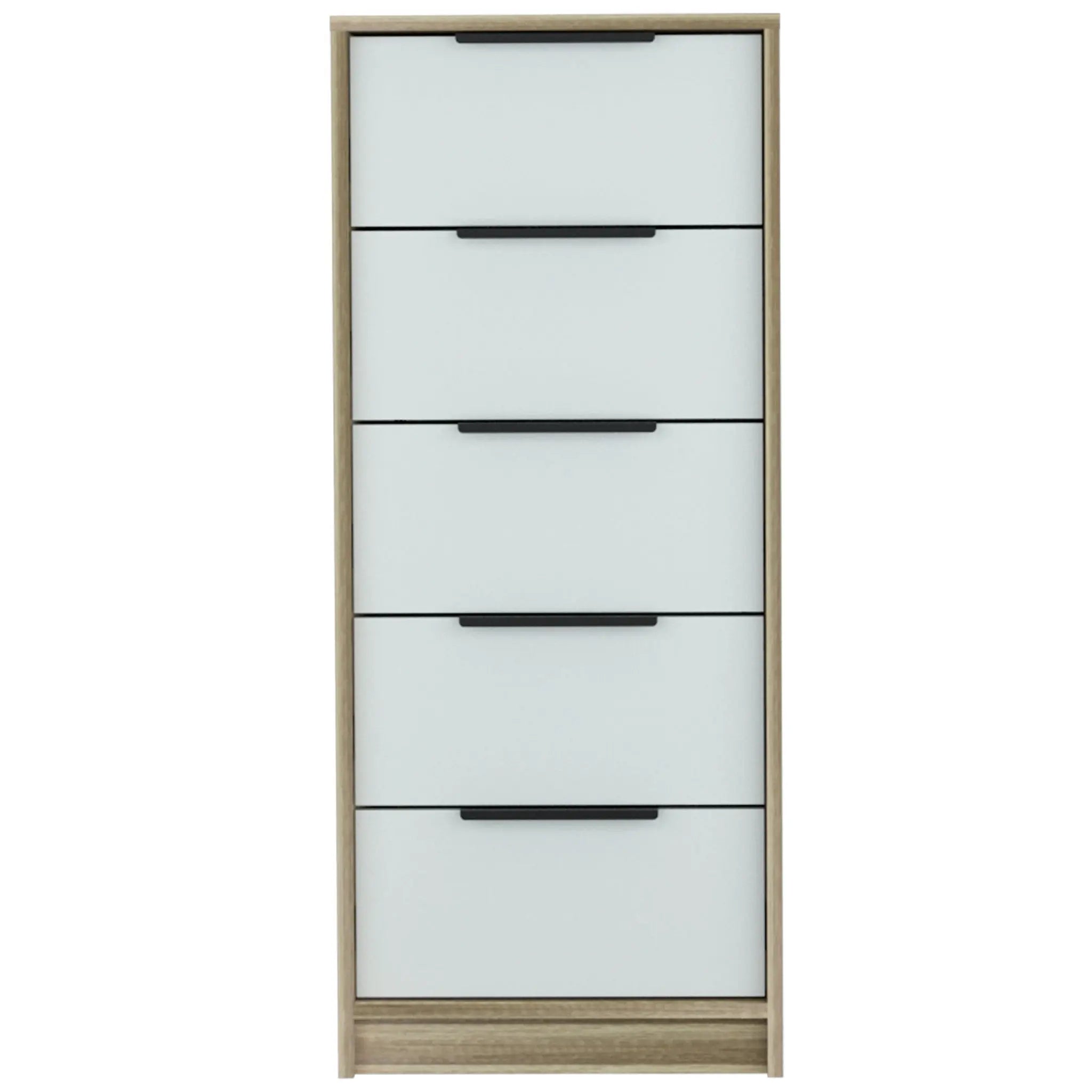 18" Brown And White Five Drawer Chest - GreatEagleInc