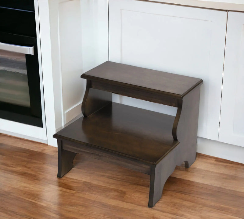 18" Brown Solid Wood Step Stool - GreatEagleInc