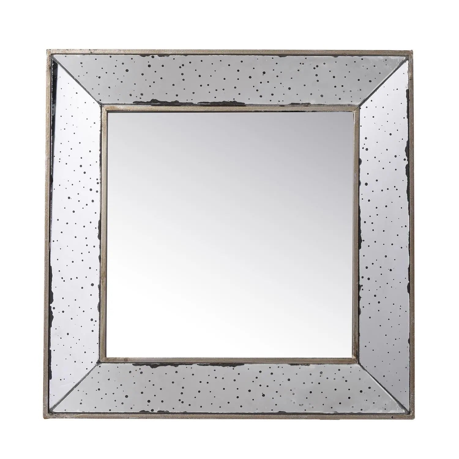 18" Brown Square Metal Framed Antiqued Glass Accent Mirror - GreatEagleInc