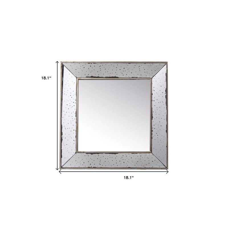 18" Brown Square Metal Framed Antiqued Glass Accent Mirror - GreatEagleInc