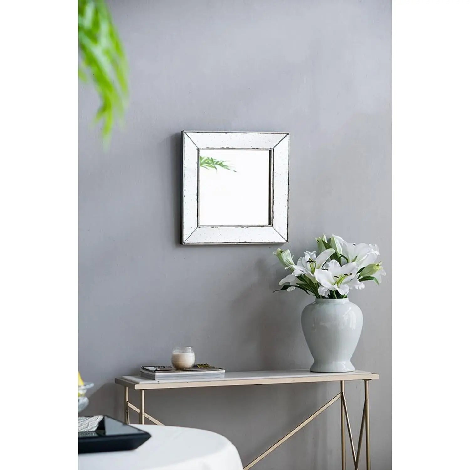18" Brown Square Metal Framed Antiqued Glass Accent Mirror - GreatEagleInc