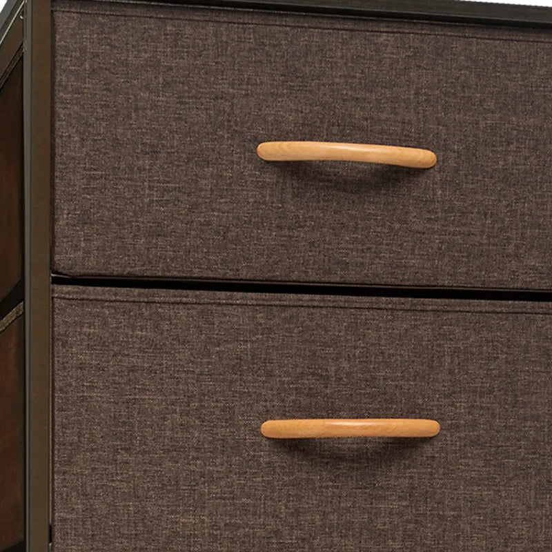 18" Brown Steel and Fabric Six Drawer Chest - GreatEagleInc