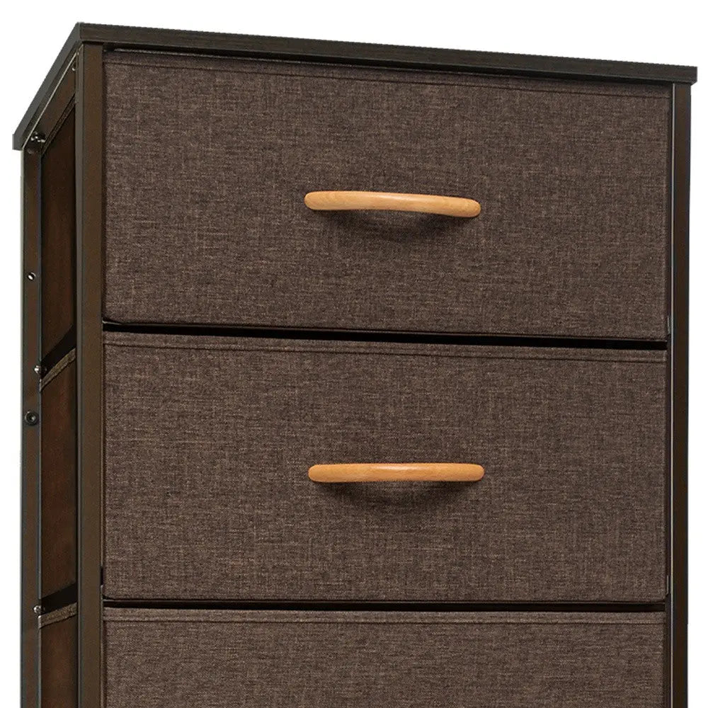 18" Brown Steel and Fabric Six Drawer Chest - GreatEagleInc