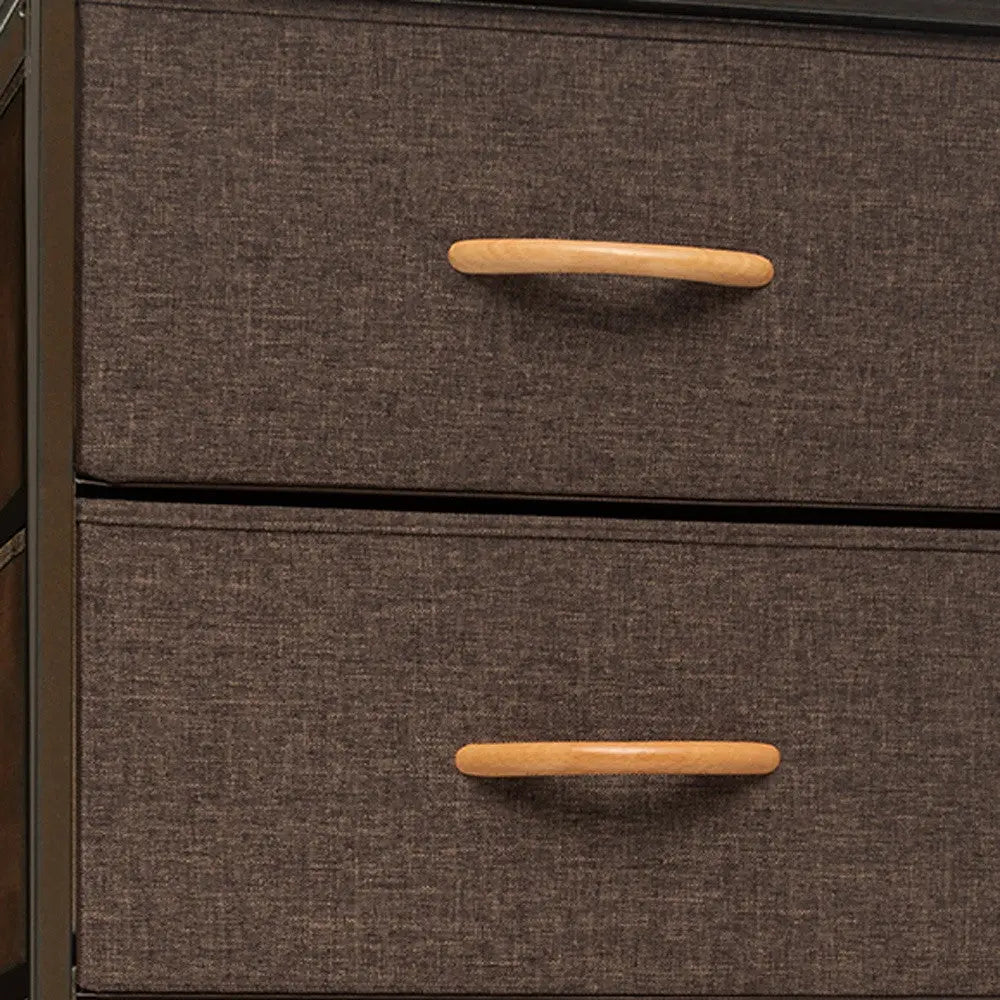 18" Brown Steel and Fabric Six Drawer Chest - GreatEagleInc