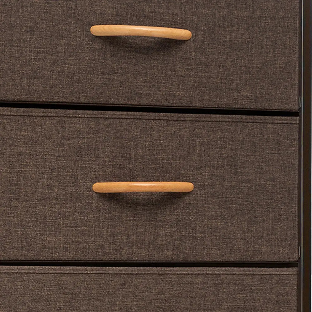 18" Brown Steel and Fabric Six Drawer Chest - GreatEagleInc