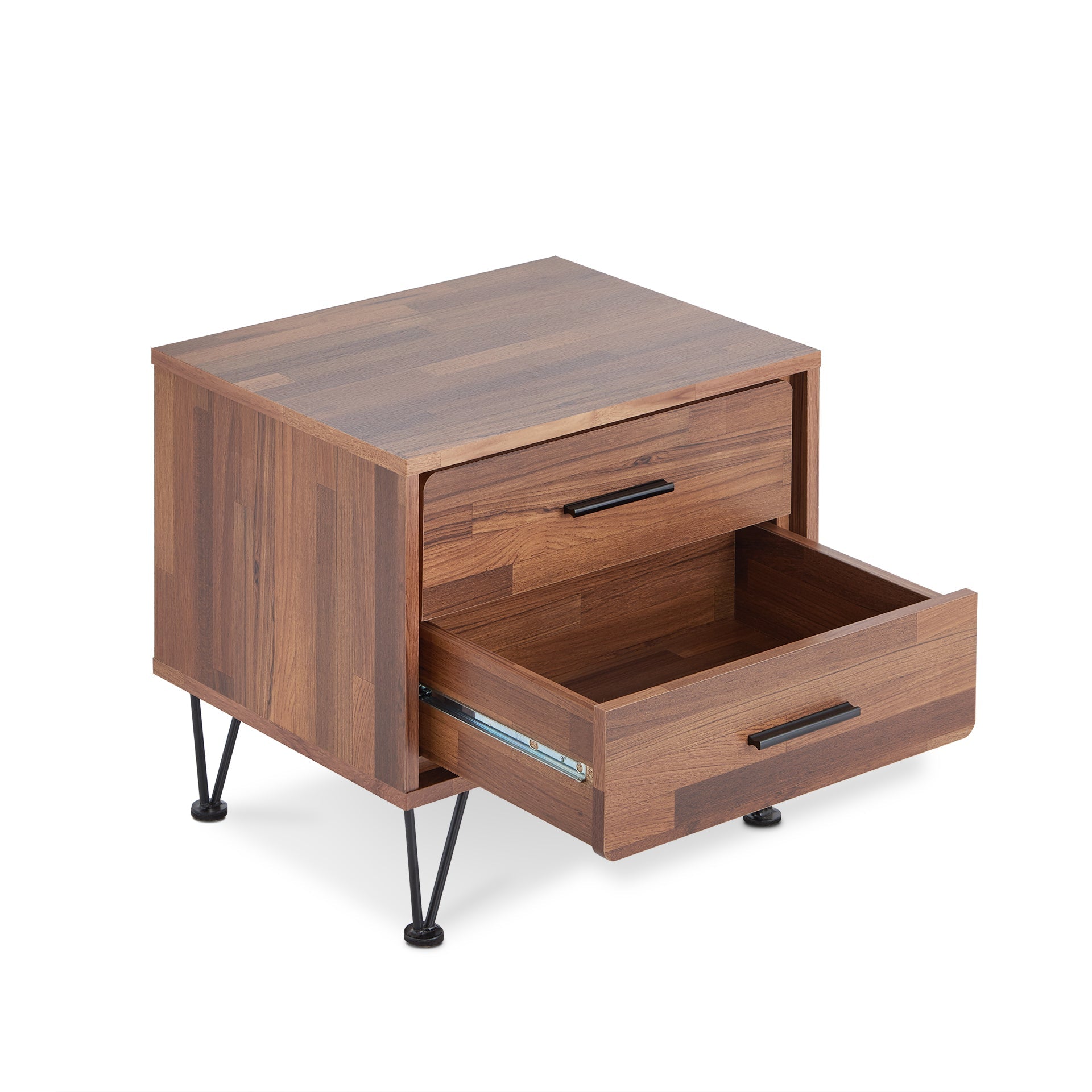 18" Brown Two Drawers Metal Nightstand - GreatEagleInc
