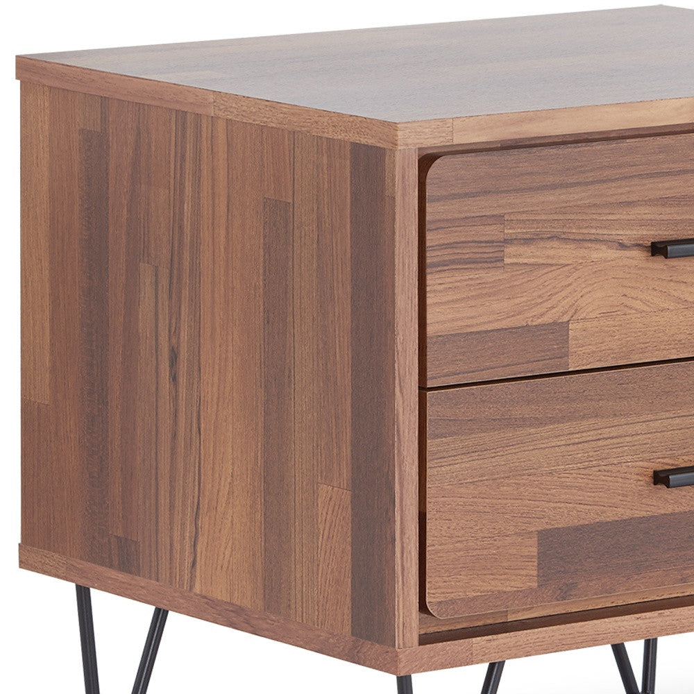 18" Brown Two Drawers Metal Nightstand - GreatEagleInc