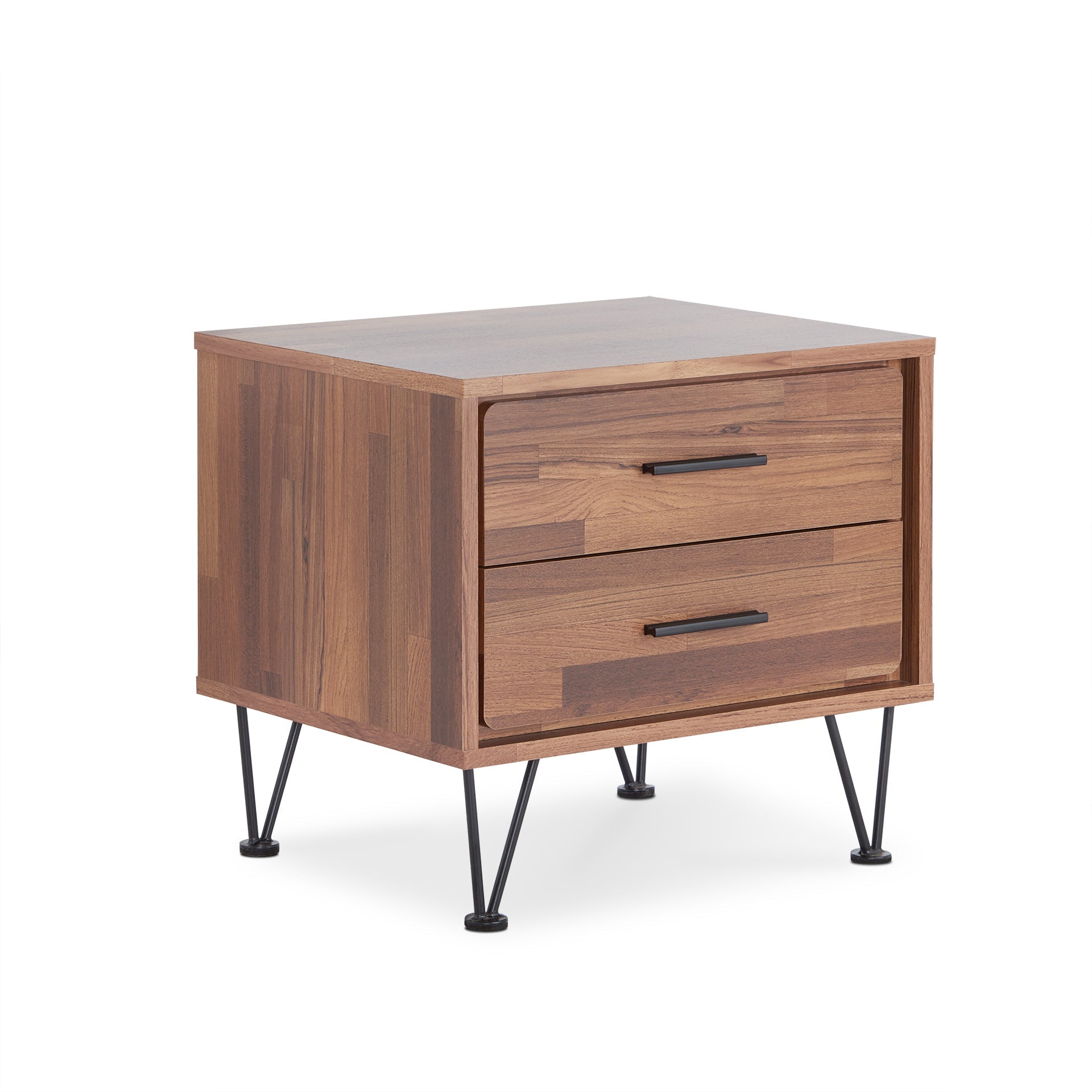 18" Brown Two Drawers Metal Nightstand - GreatEagleInc