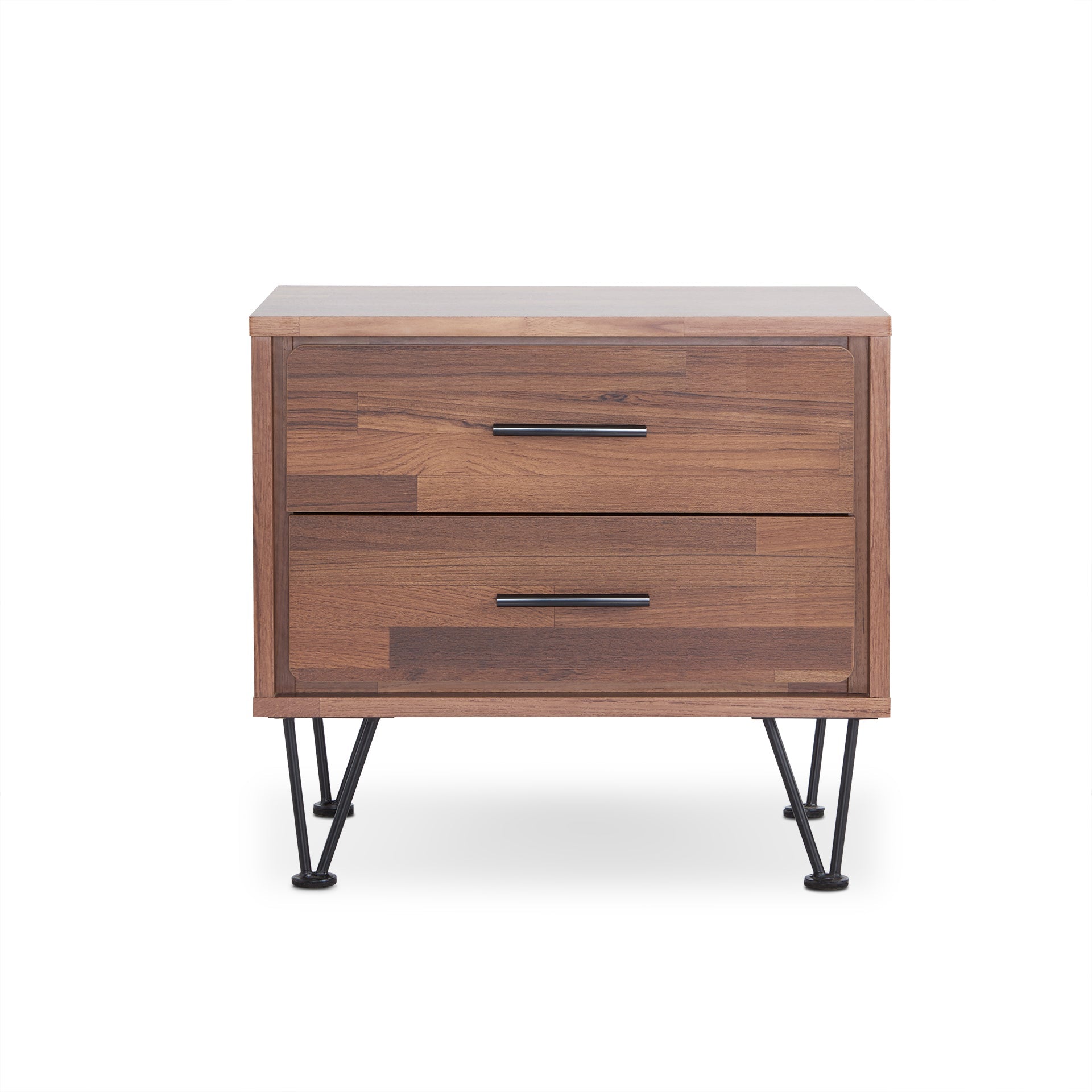 18" Brown Two Drawers Metal Nightstand - GreatEagleInc