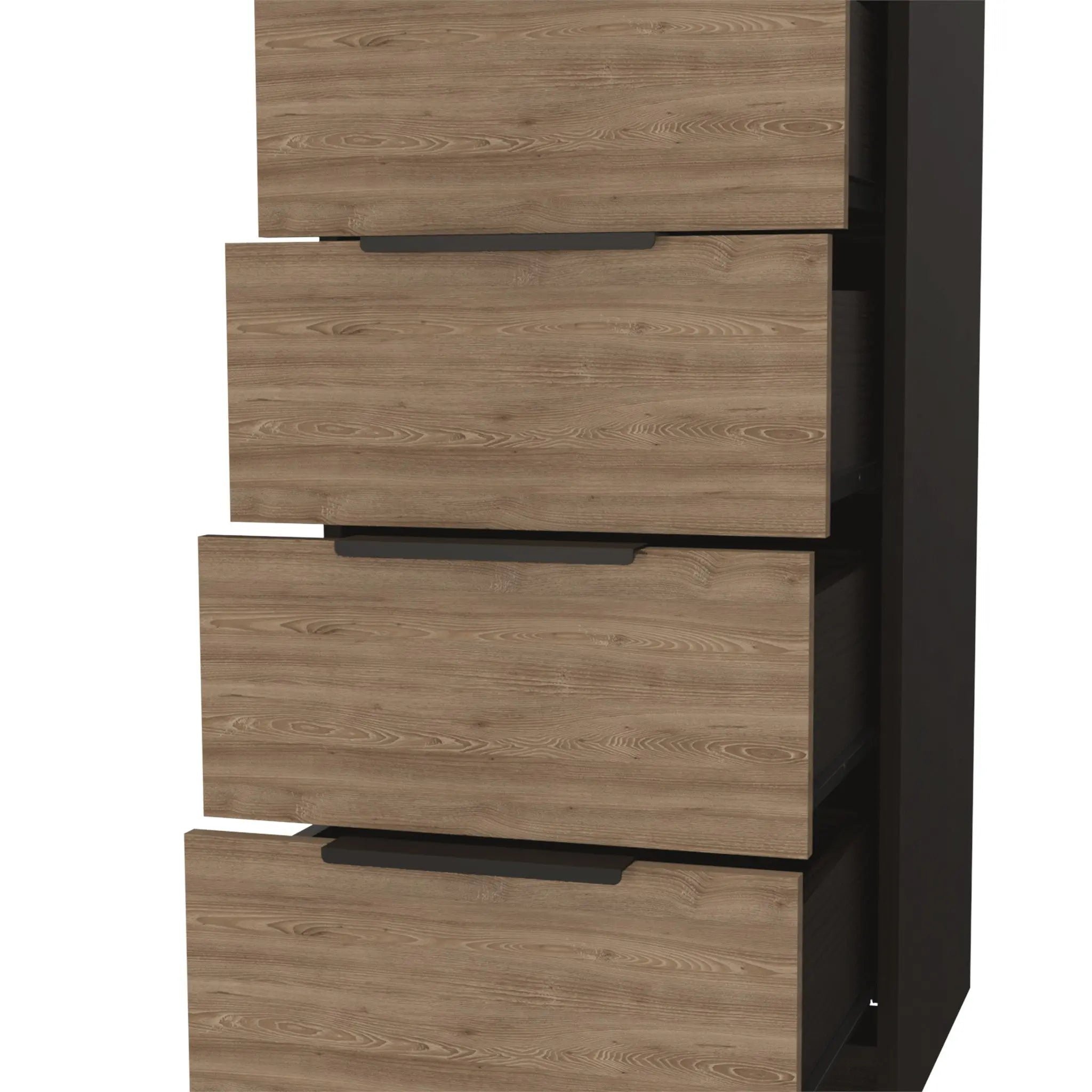 18" Brown and Black Five Drawer Standard Chest Homeroots Bed & Bath