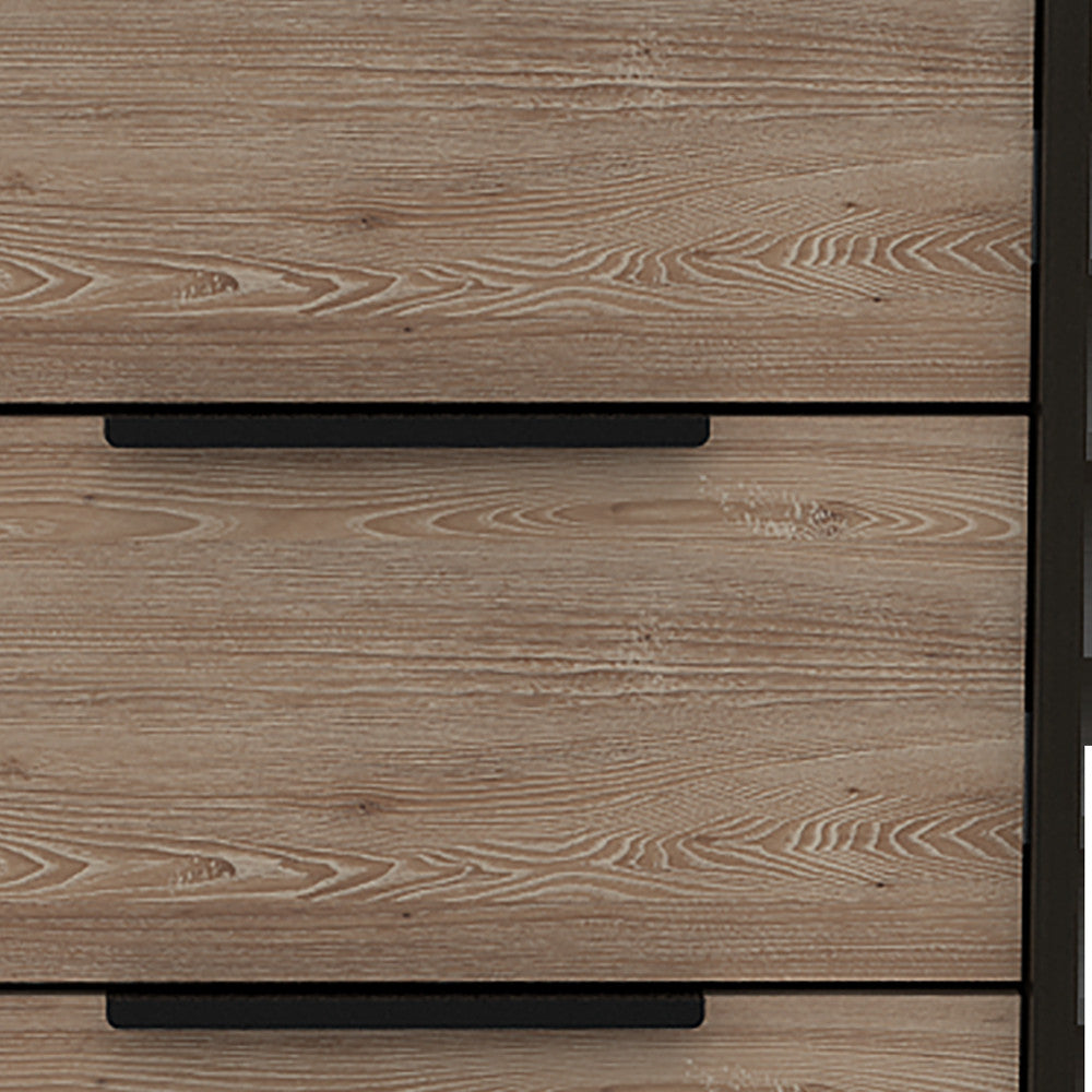 18" Brown and Black Five Drawer Standard Chest Homeroots Bed & Bath