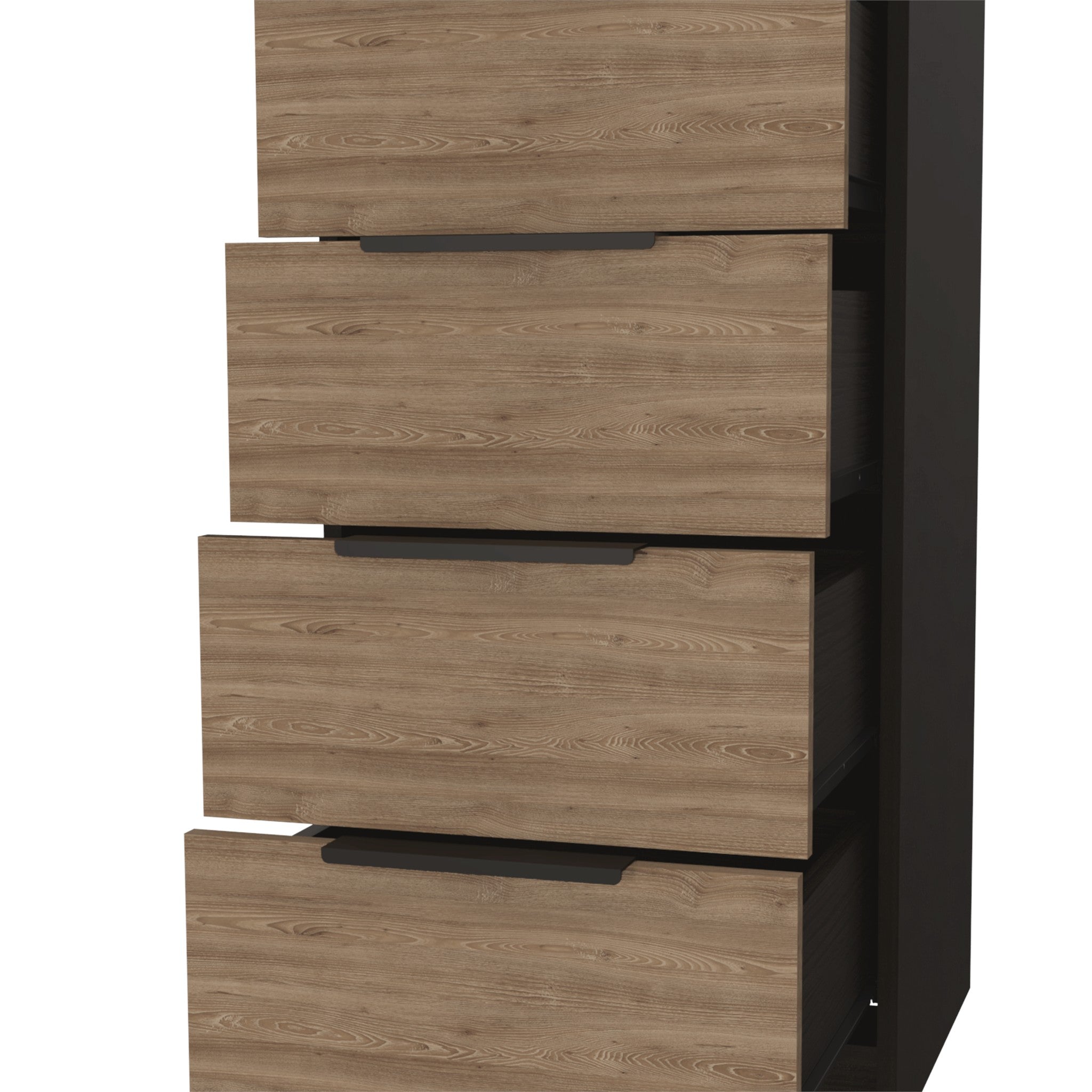 18" Brown and Black Five Drawer Standard Chest Homeroots Bed & Bath