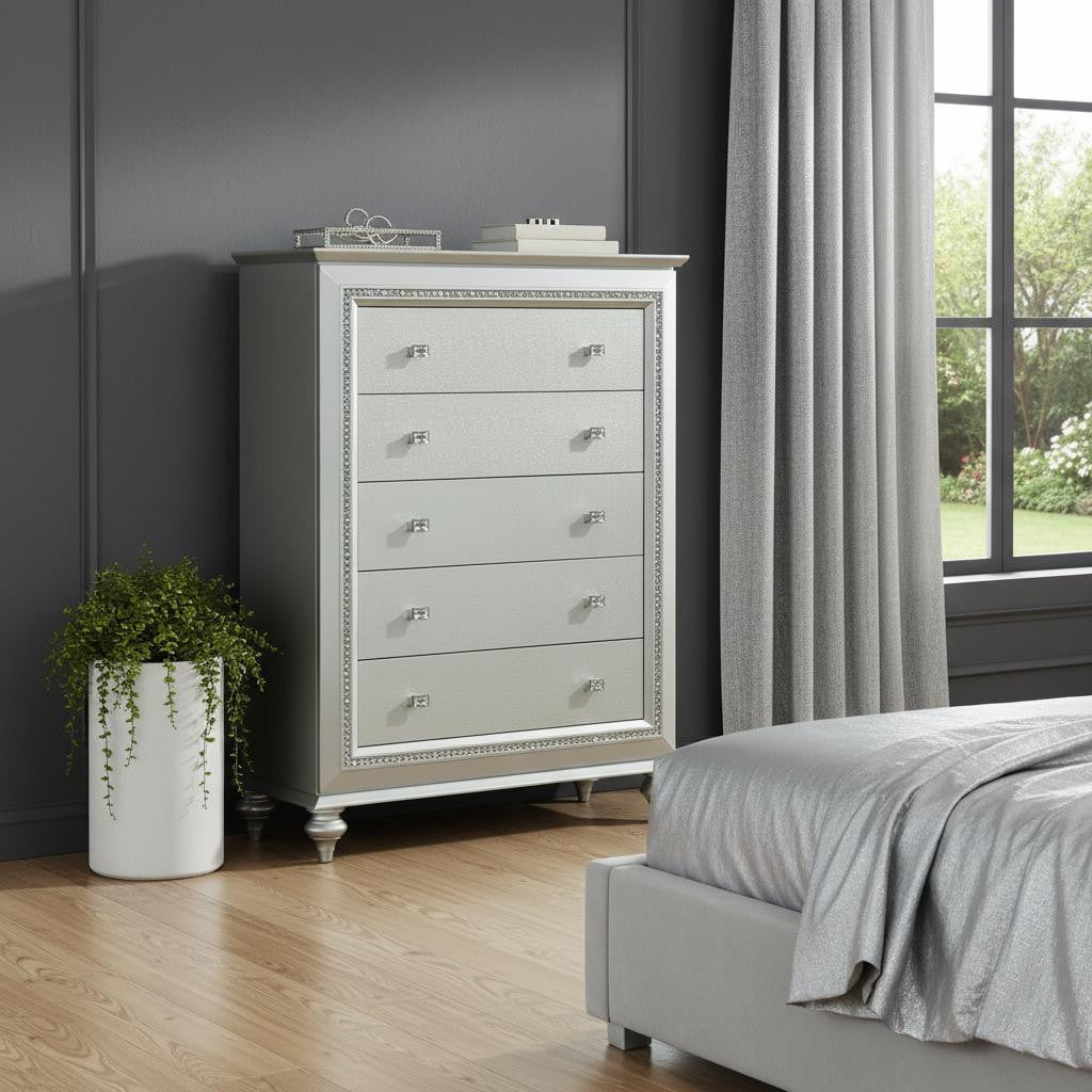 18" Champagne Five Drawer Standard Chest Homeroots Bed & Bath