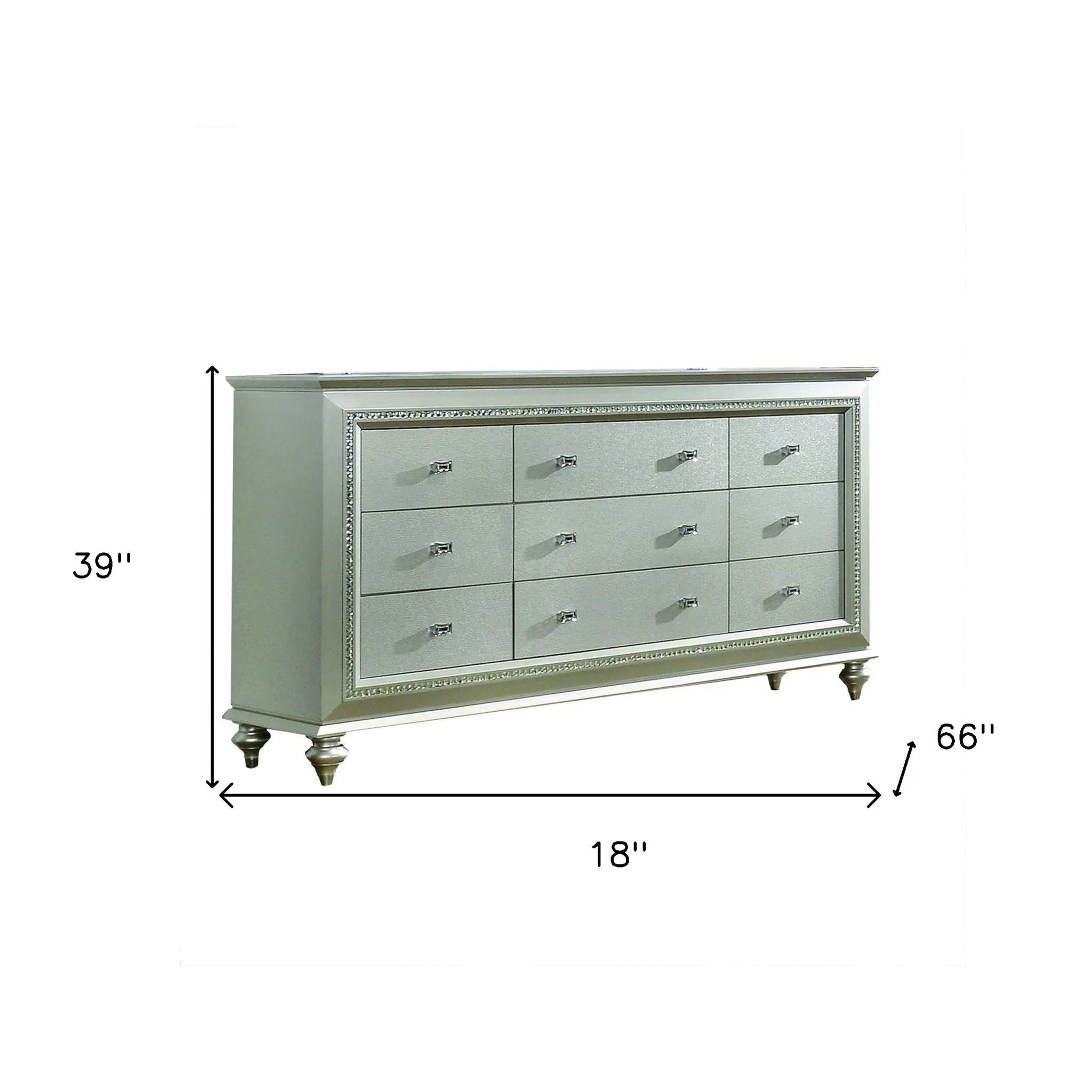 18" Champagne Solid Wood Double Dresser - GreatEagleInc