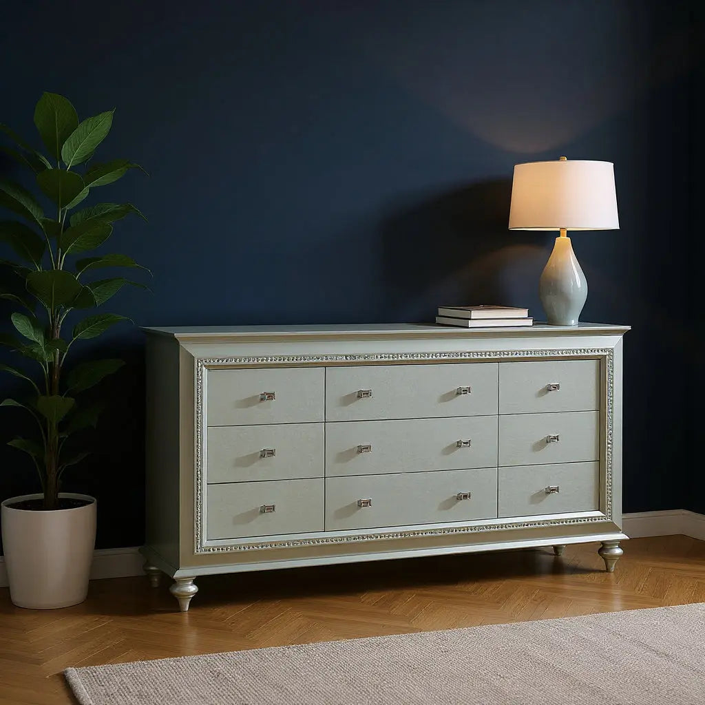 18" Champagne Solid Wood Double Dresser - GreatEagleInc