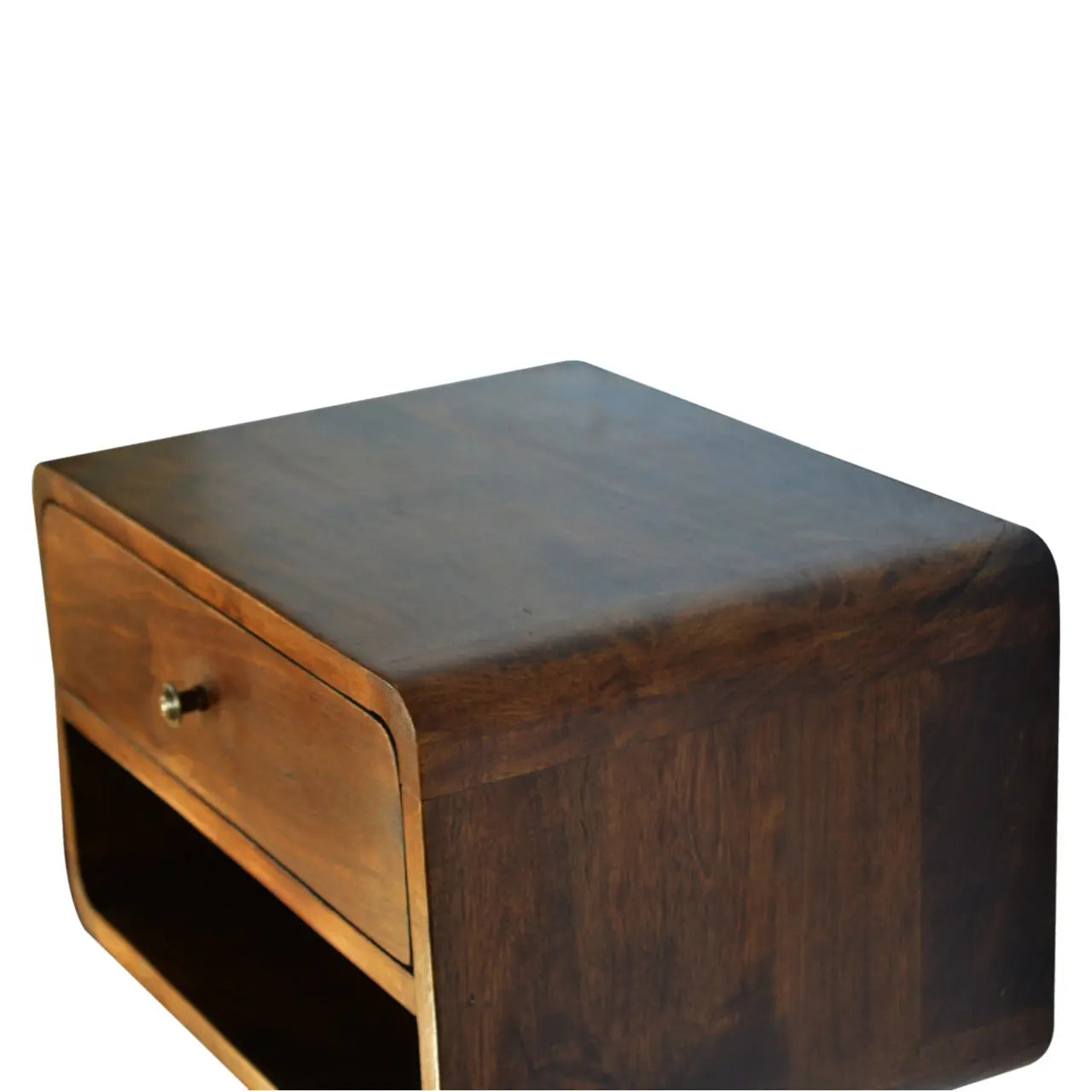 18" Chestnut Solid Wood One Drawer Floating Nightstand Homeroots Bed & Bath