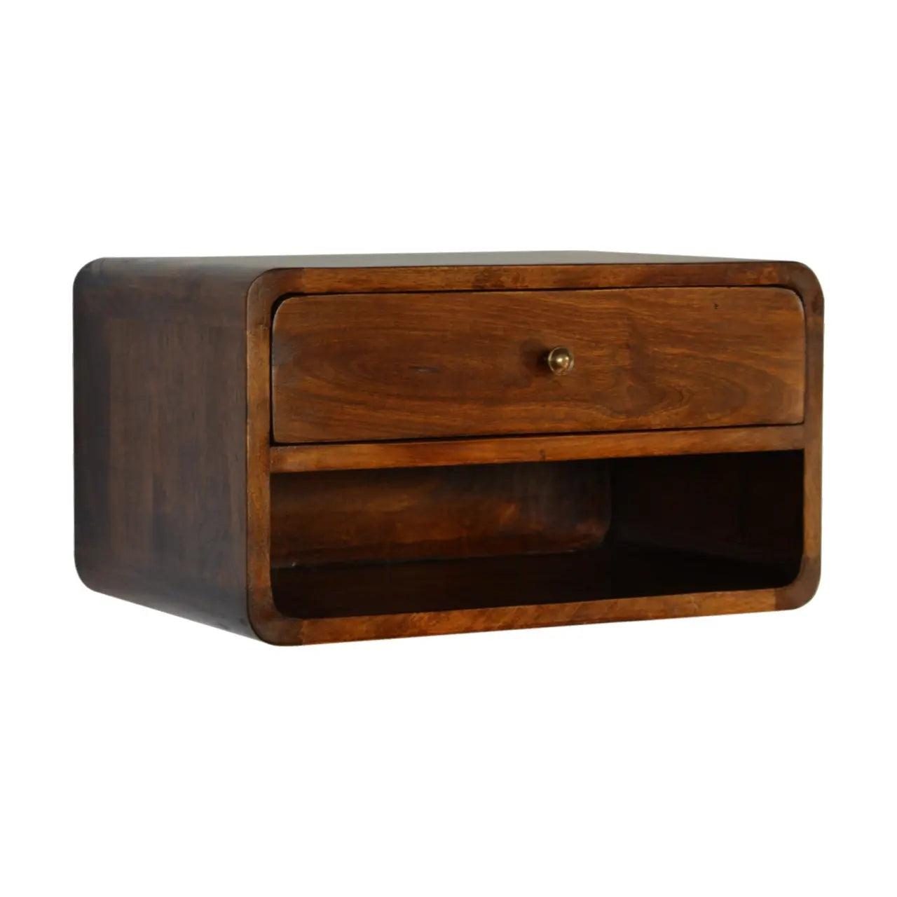 18" Chestnut Solid Wood One Drawer Floating Nightstand Homeroots Bed & Bath