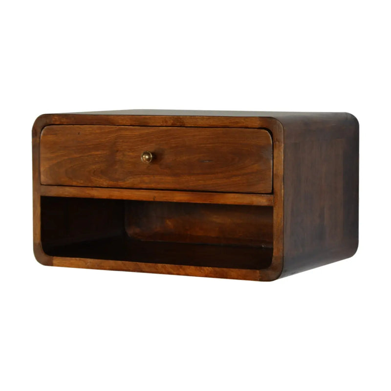 18" Chestnut Solid Wood One Drawer Floating Nightstand Homeroots Bed & Bath