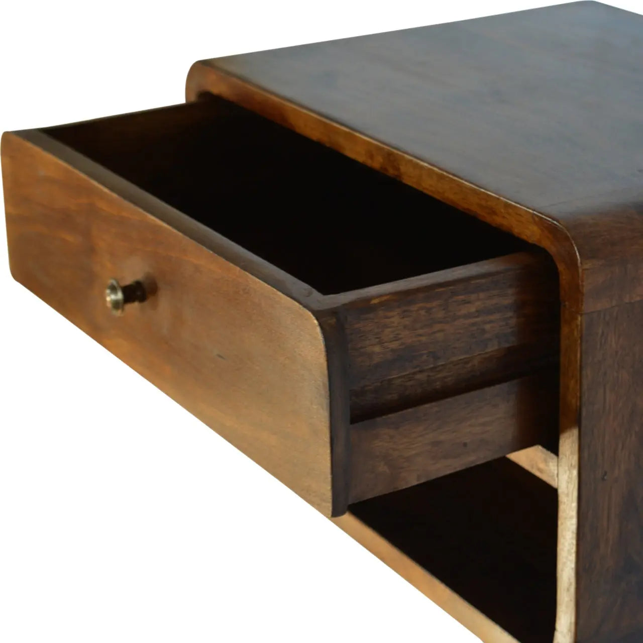 18" Chestnut Solid Wood One Drawer Floating Nightstand Homeroots Bed & Bath
