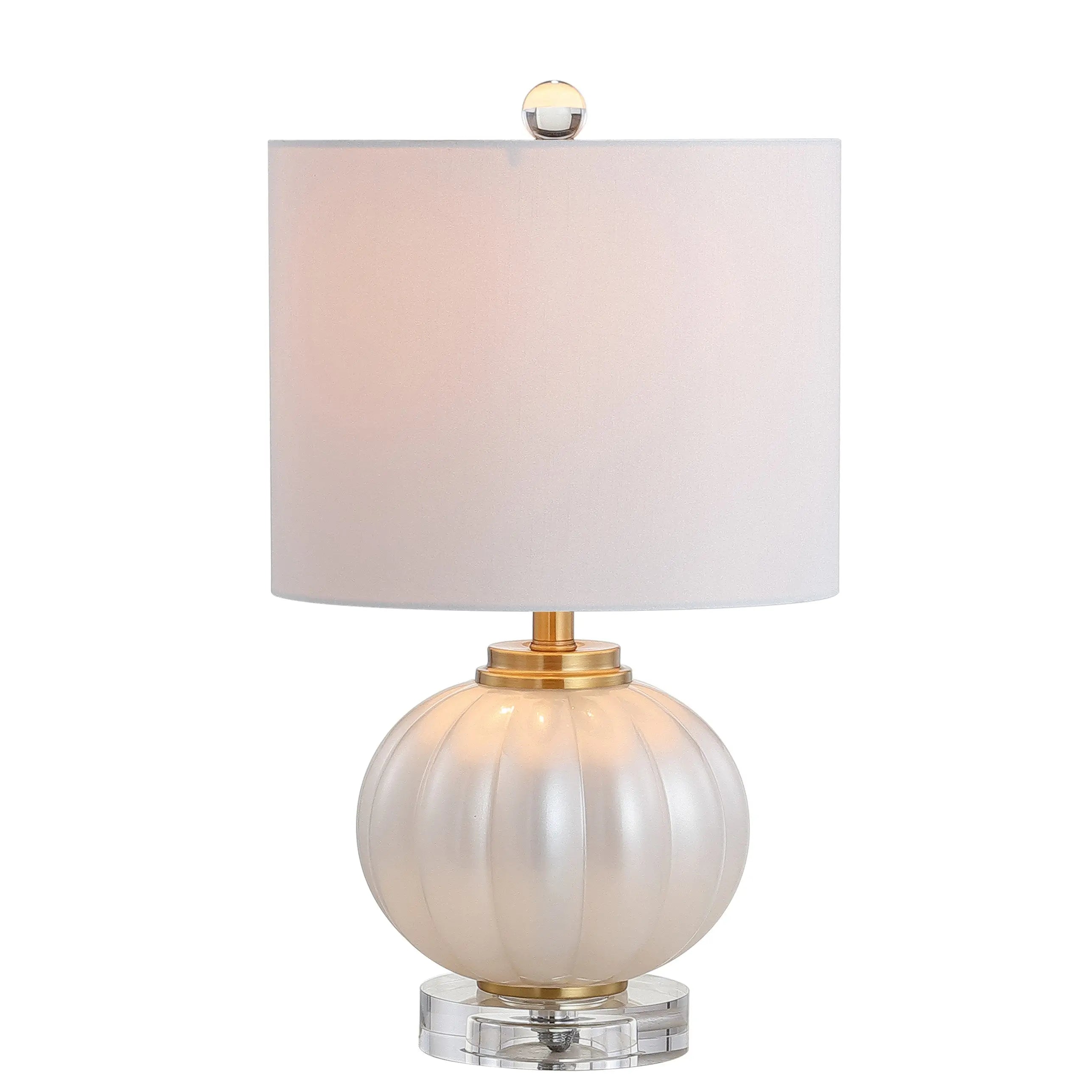 18" Clear Novelty Bedside Lamp With Drum Shade Homeroots Lighting