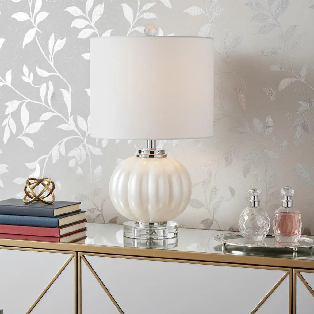18" Clear Novelty Table Lamp With Drum Shade Homeroots Lighting