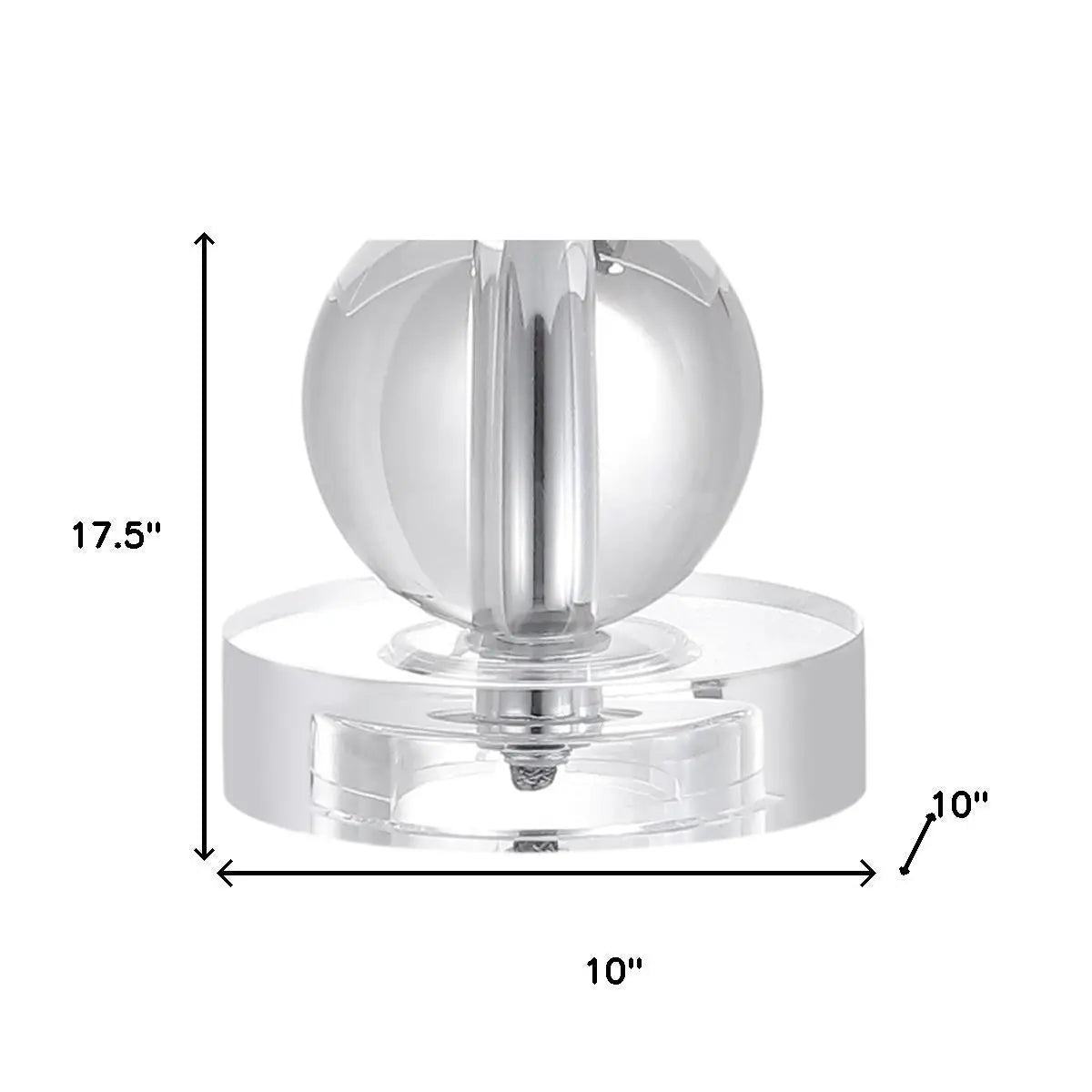 Elegant 17.5" silver crystal lamp with a sleek clear acrylic base, perfect for modern decor.