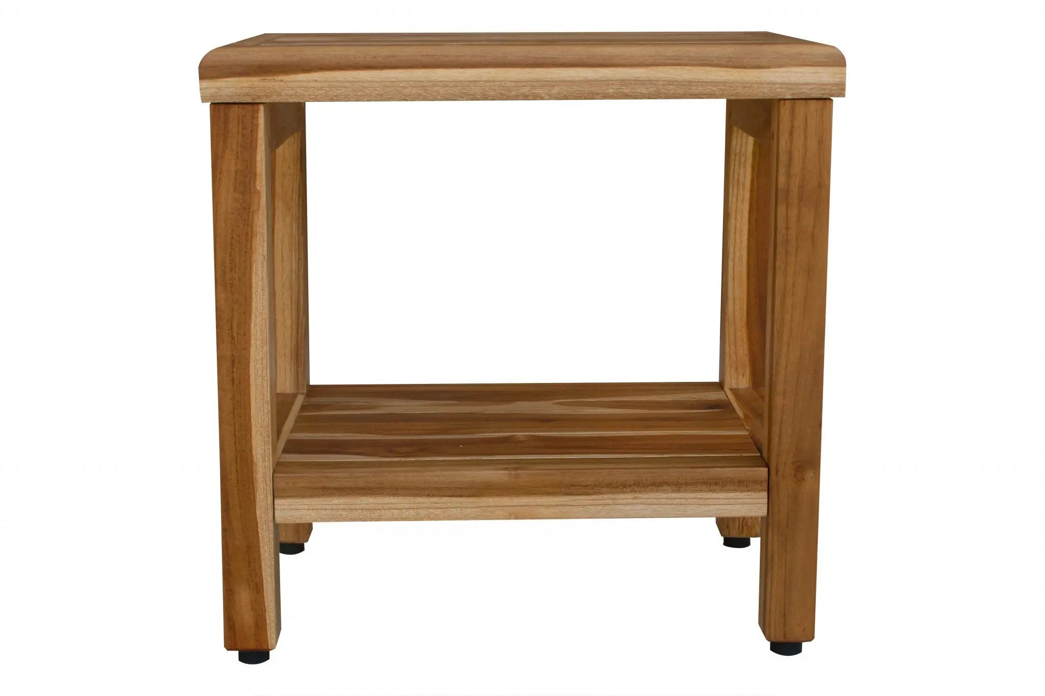 18" Contemporary Teak Shower Stool Or Bench With Shelf In Natural Finish Homeroots Bed & Bath