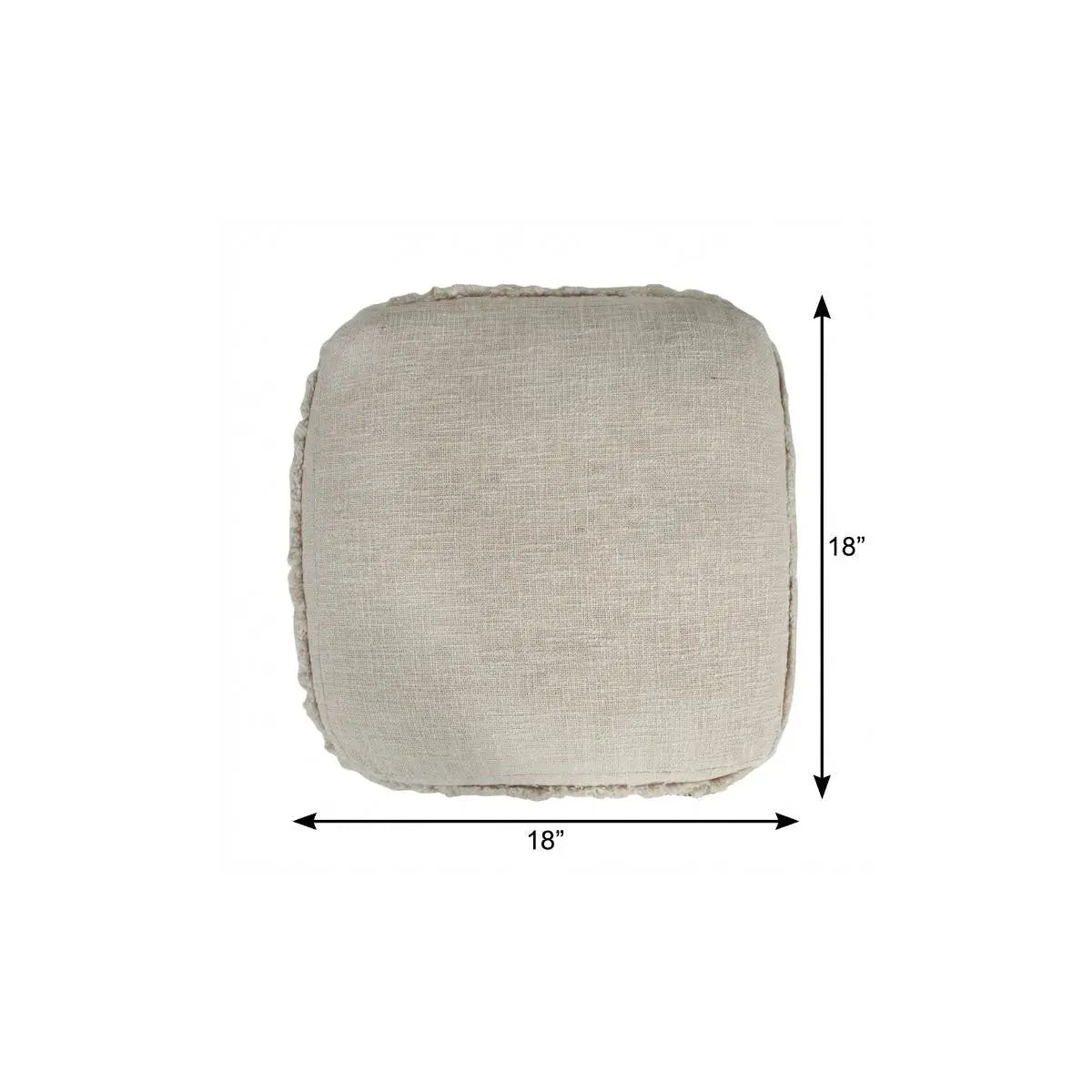 18" Cream Cotton Tufted Cube Striped Pouf Ottoman Homeroots Living Room
