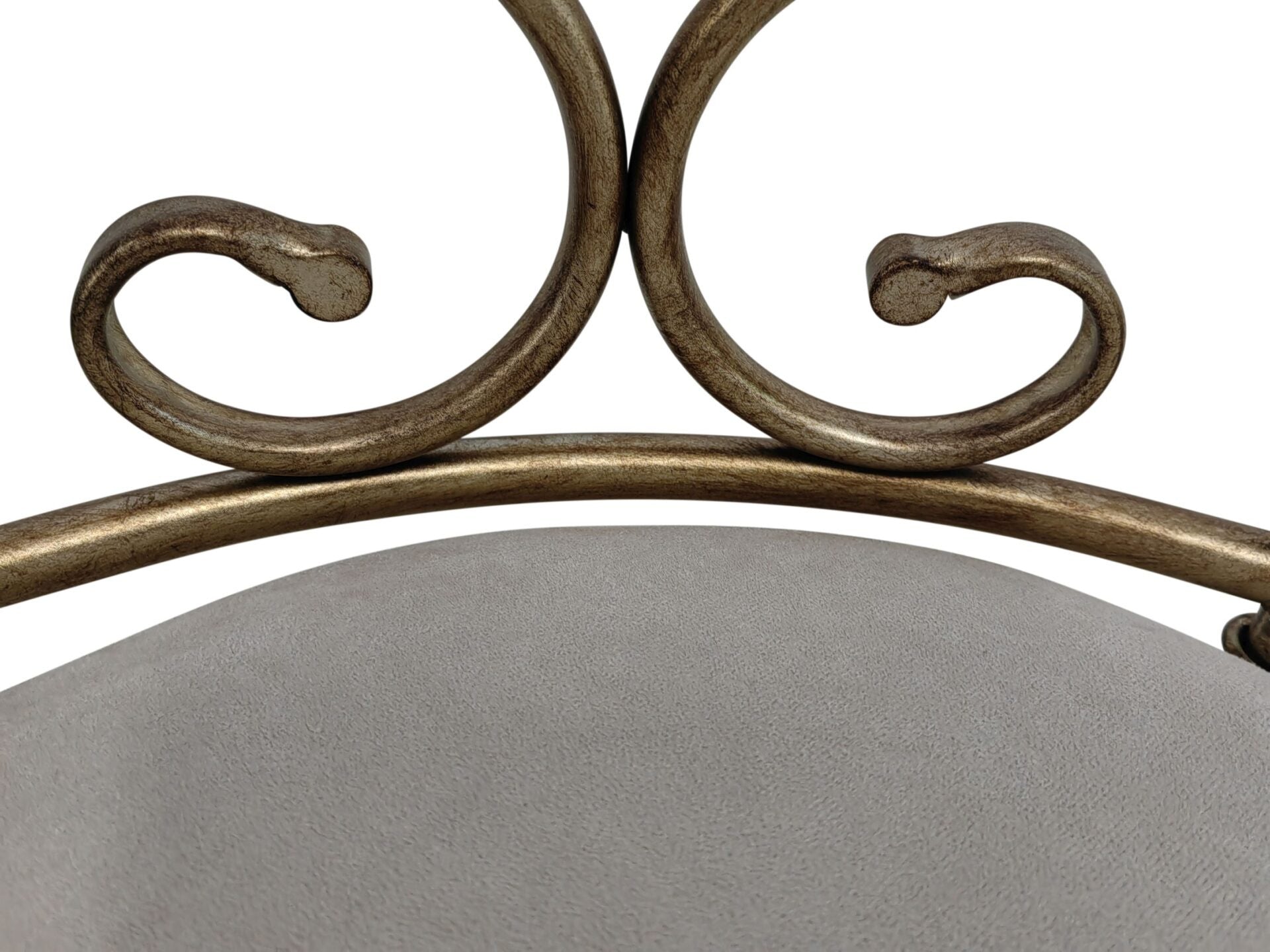 18" Cream and Brass Microfiber and Metal Upholstered Round Bench Homeroots Living Room
